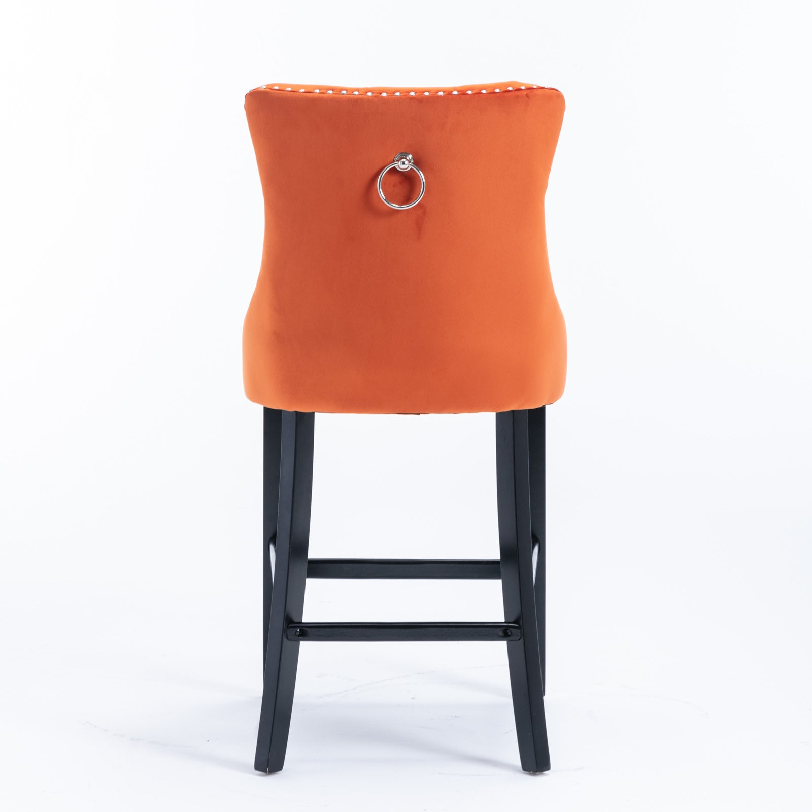 Contemporary Velvet Upholstered Barstools with Button Tufted Decoration (Set of 2)