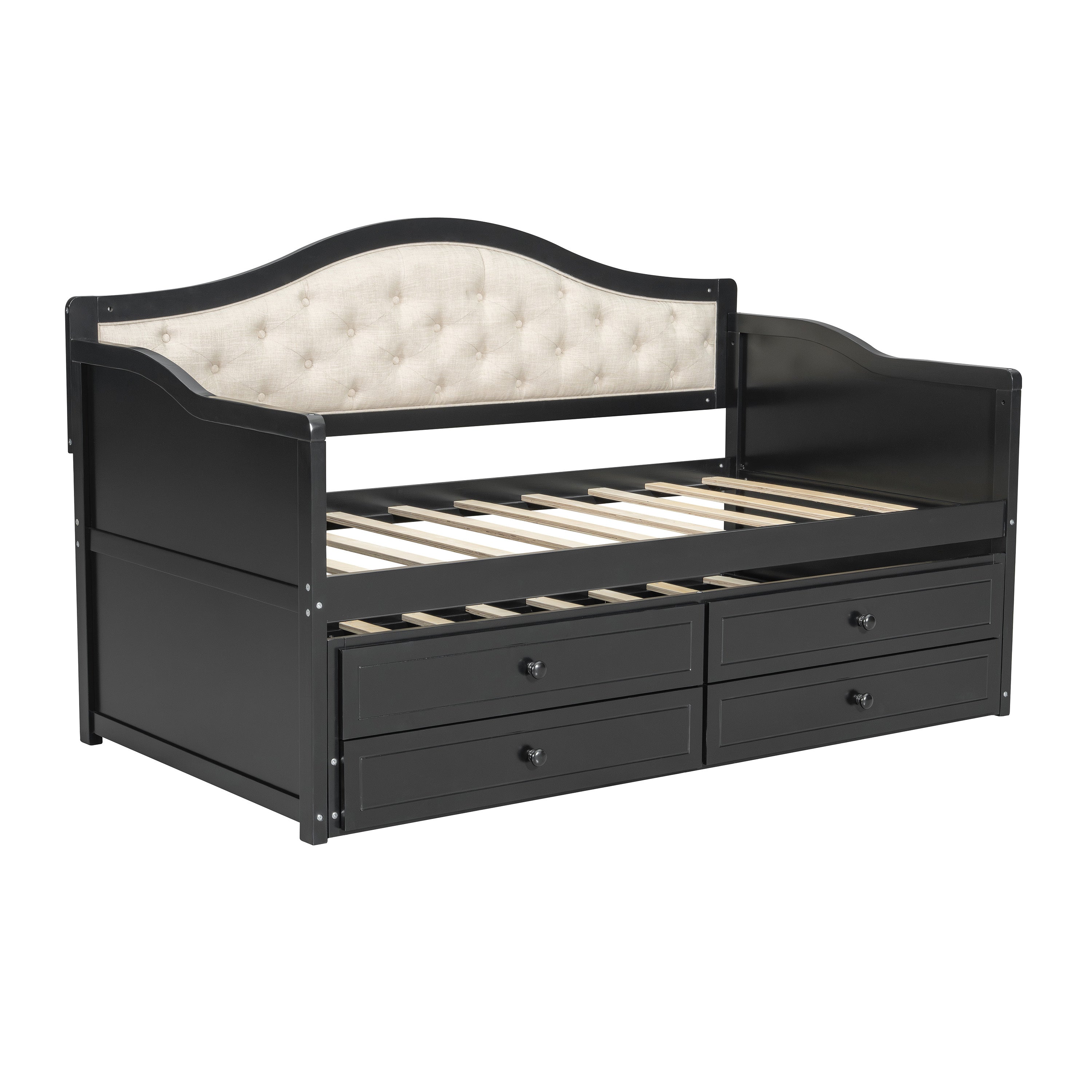 Wooden Twin Sofa Bed with Trundle