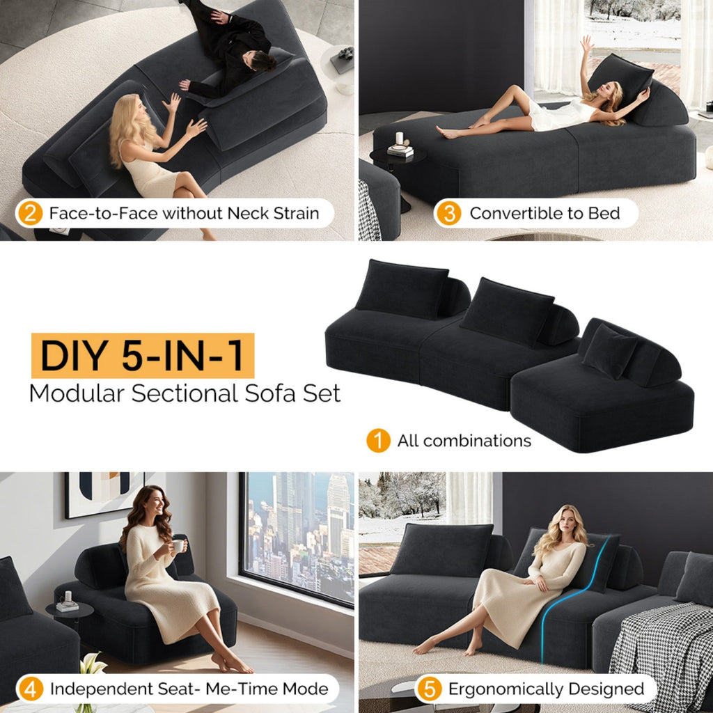 Modern Light Luxury Oversized Modular Sectional Sofa Set