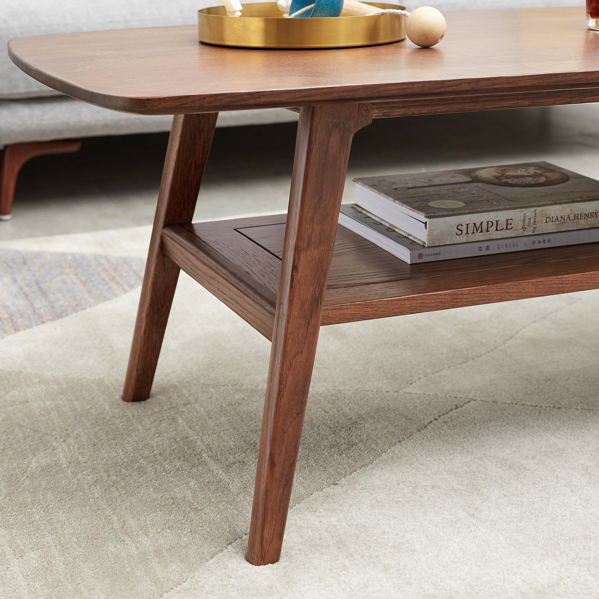 Natural Oak Coffee Table with Storage Shelf