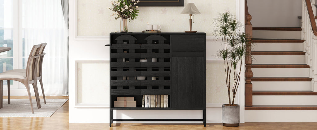 44.49' Black Woven Door Accent Cabinets