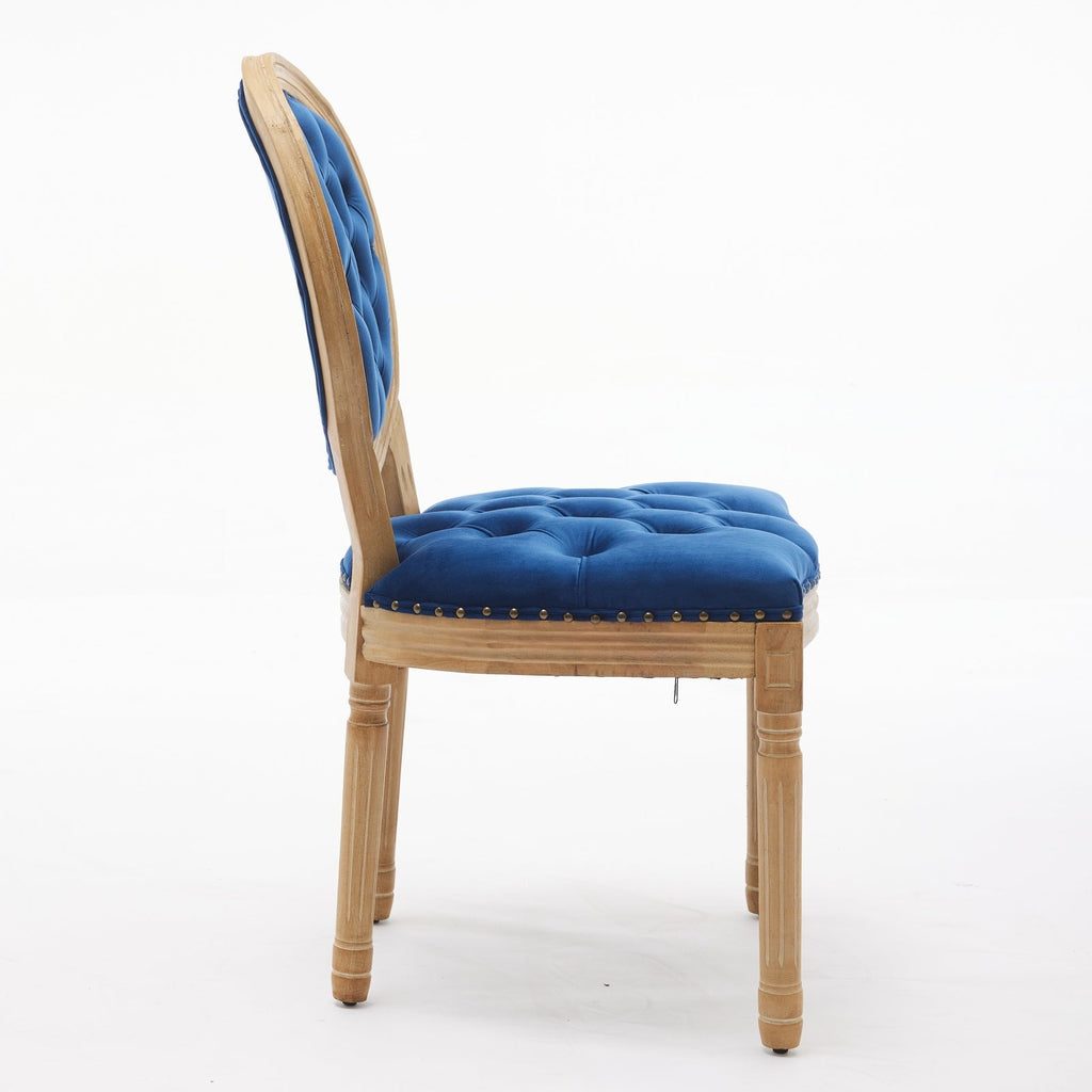 French Style Solid Wood Frame Velvet Dining Chairs (Set of 2)