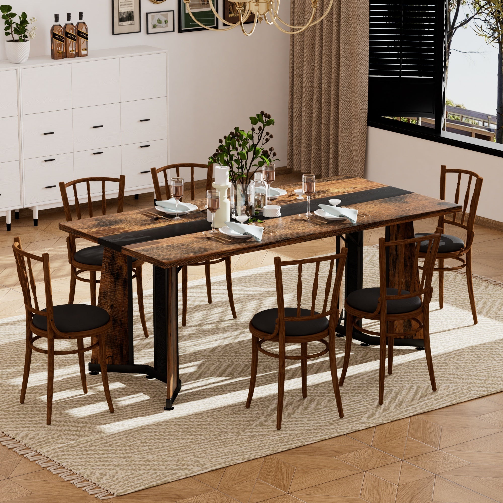Rustic Rectangular Large Dining Table