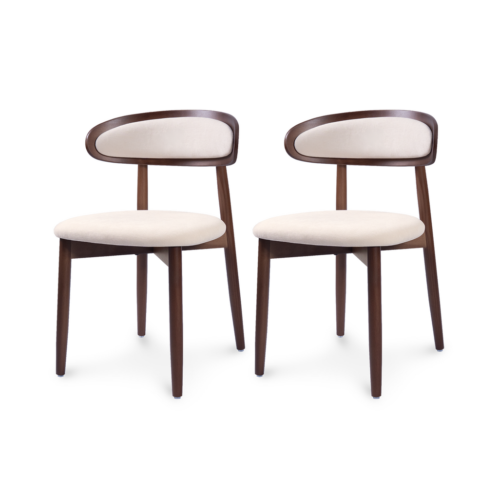 Firmoz Mid-Century Oval Back Side Chair Dining Chairs with Chenille Fabric & Rubberwood Legs
