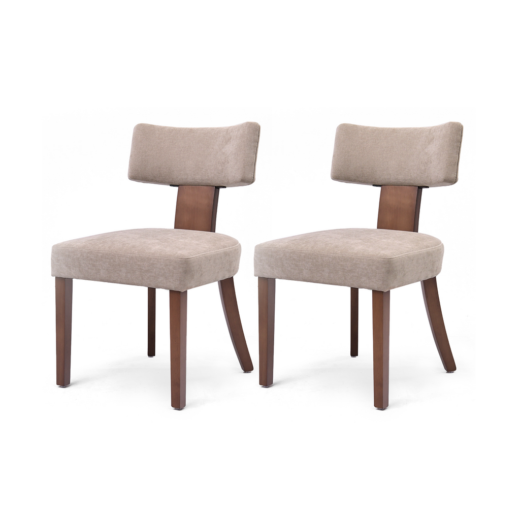 Firmoz Minimalist Chenille Dining Chairs with Rubberwood Legs & T-Back Design