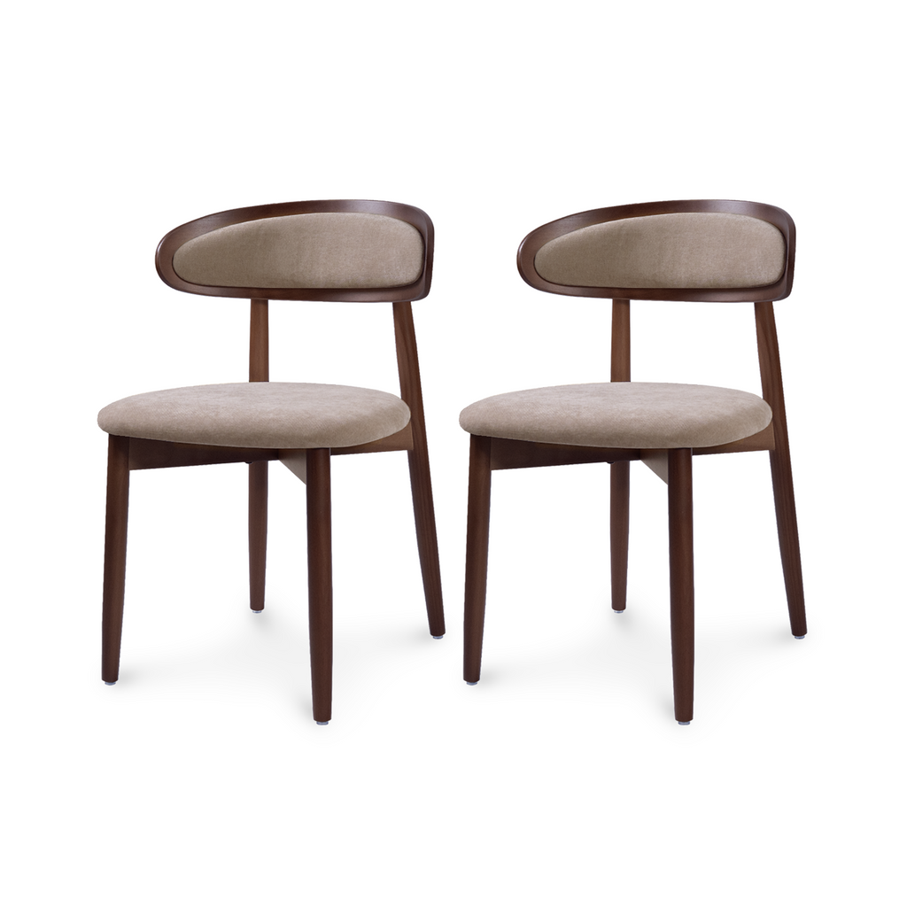 Firmoz Mid-Century Oval Back Side Chair Dining Chairs with Chenille Fabric & Rubberwood Legs