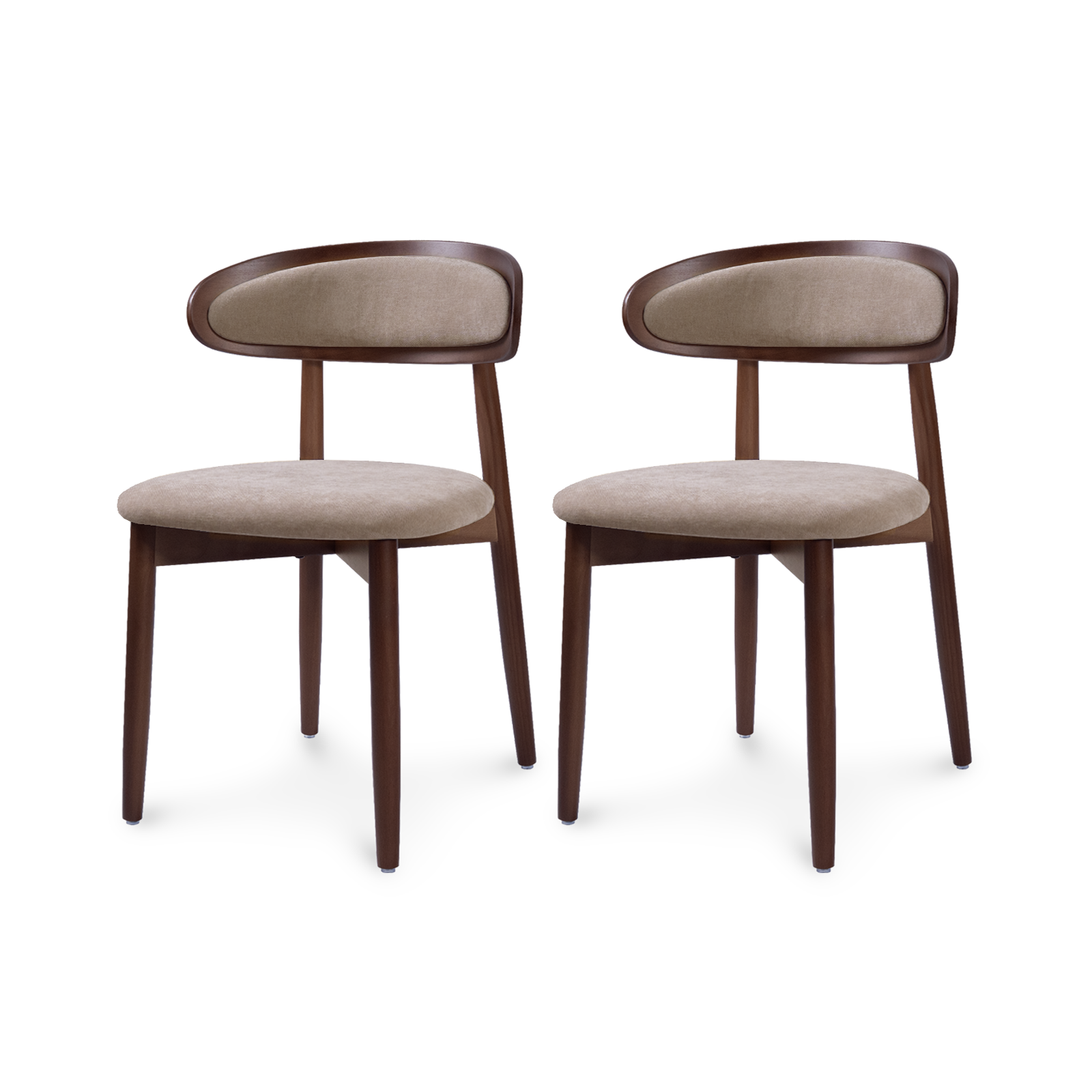 Firmoz Mid-Century Oval Back Side Chair Dining Chairs with Chenille Fabric & Rubberwood Legs