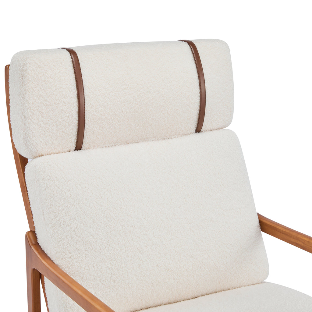 Modern Solid Wood Frame Ergonomic Accent Armchair with High Back