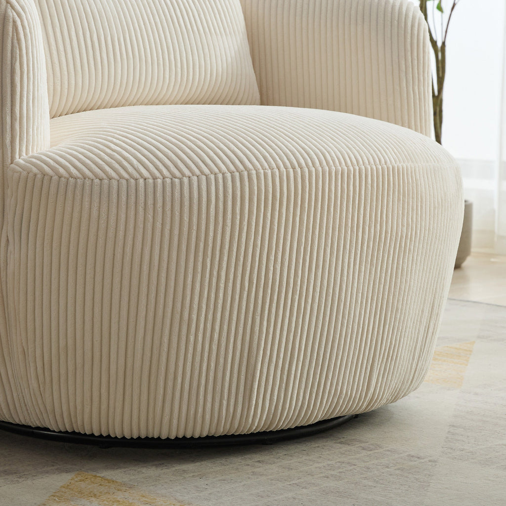 34.25' Wide Upholstered Corduroy Metal Base Swivel Soft Chair