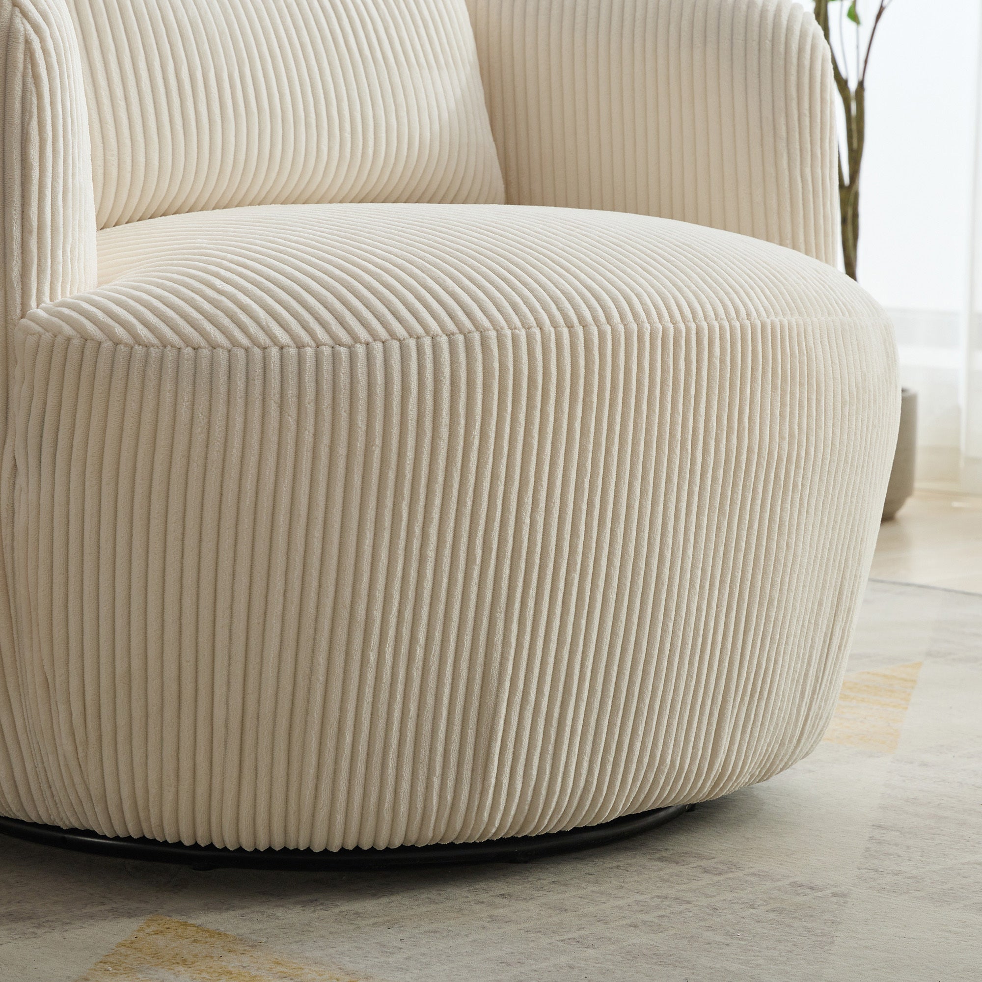 34.25' Wide Upholstered Corduroy Metal Base Swivel Soft Chair