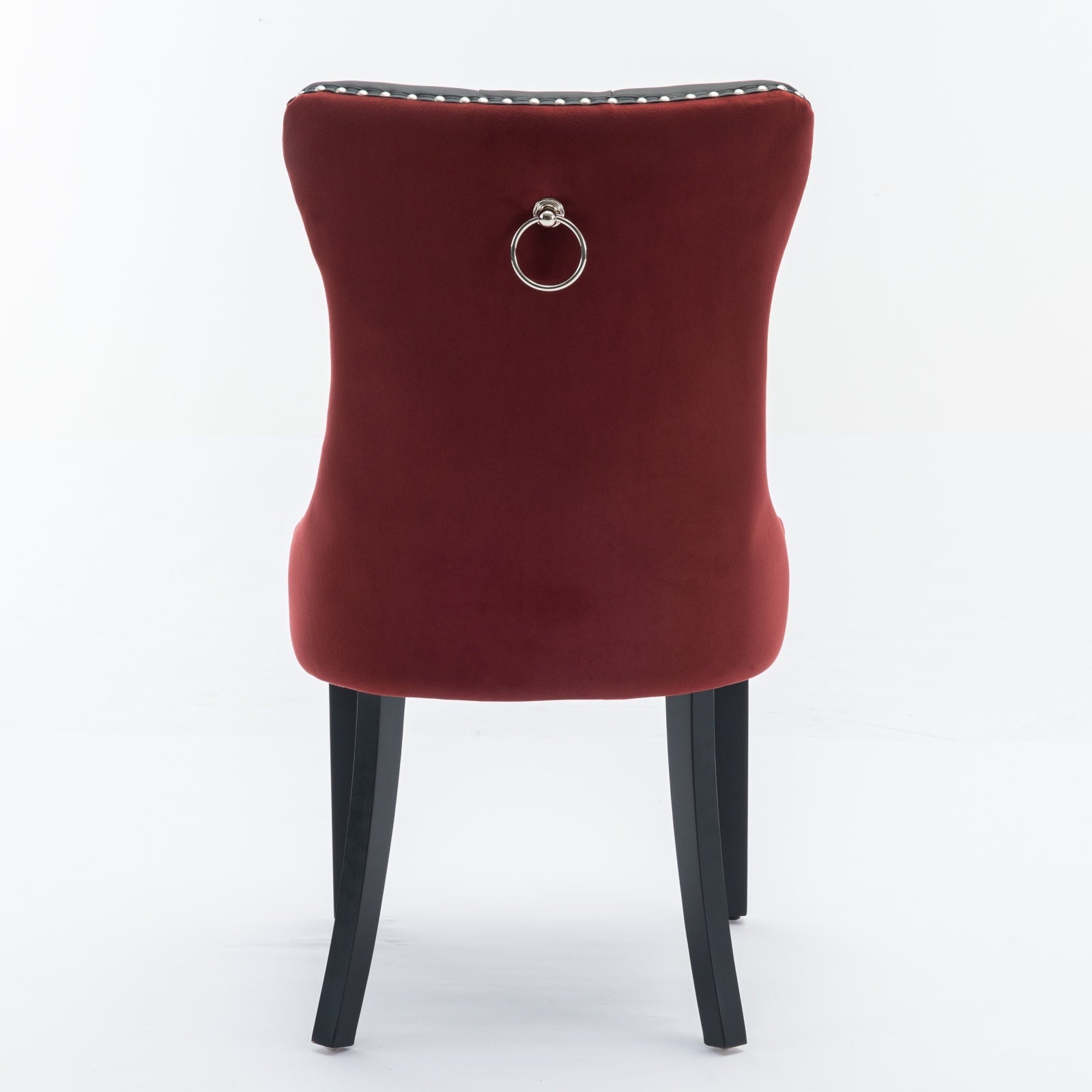 Tufted Solid Wood PU Upholstered Dining Chair with Wood Legs (Set of 2)