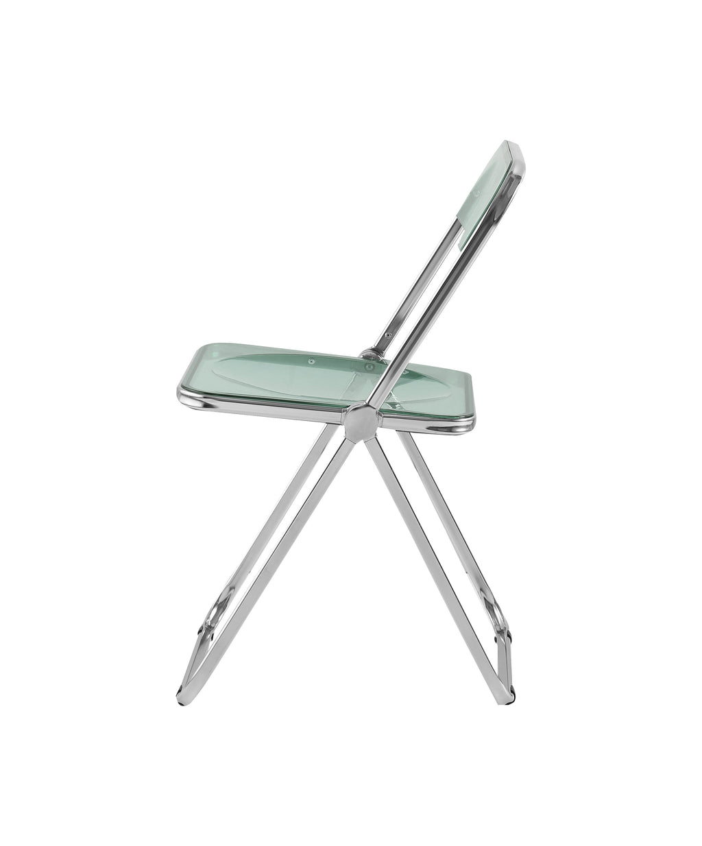 Folding Blue-Green  Ghost Chair Transparent Acrylic Stackable Chrome Frame