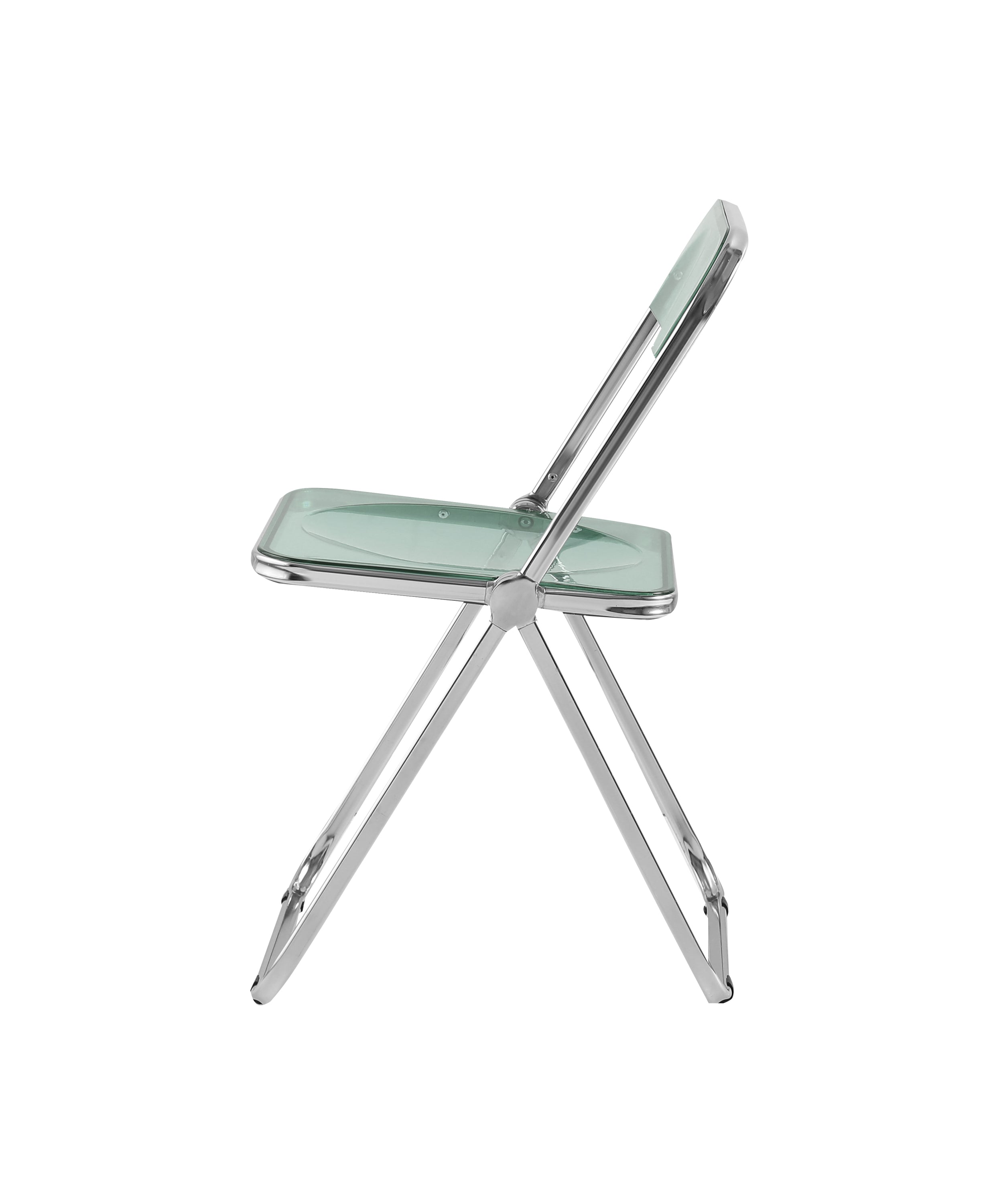 Folding Blue-Green  Ghost Chair Transparent Acrylic Stackable Chrome Frame