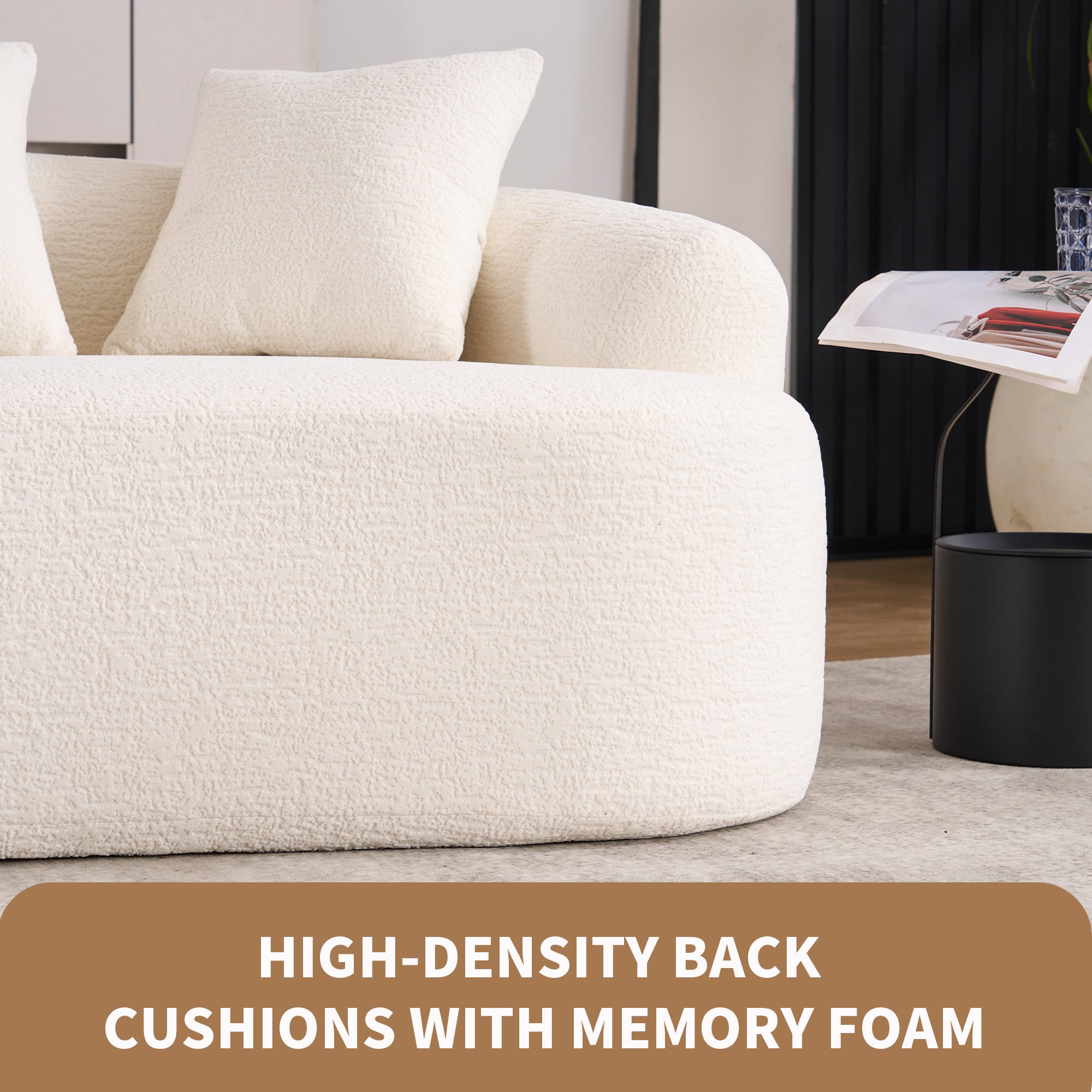 Loveseat Sofa with Wood Grain Chenille Fabric