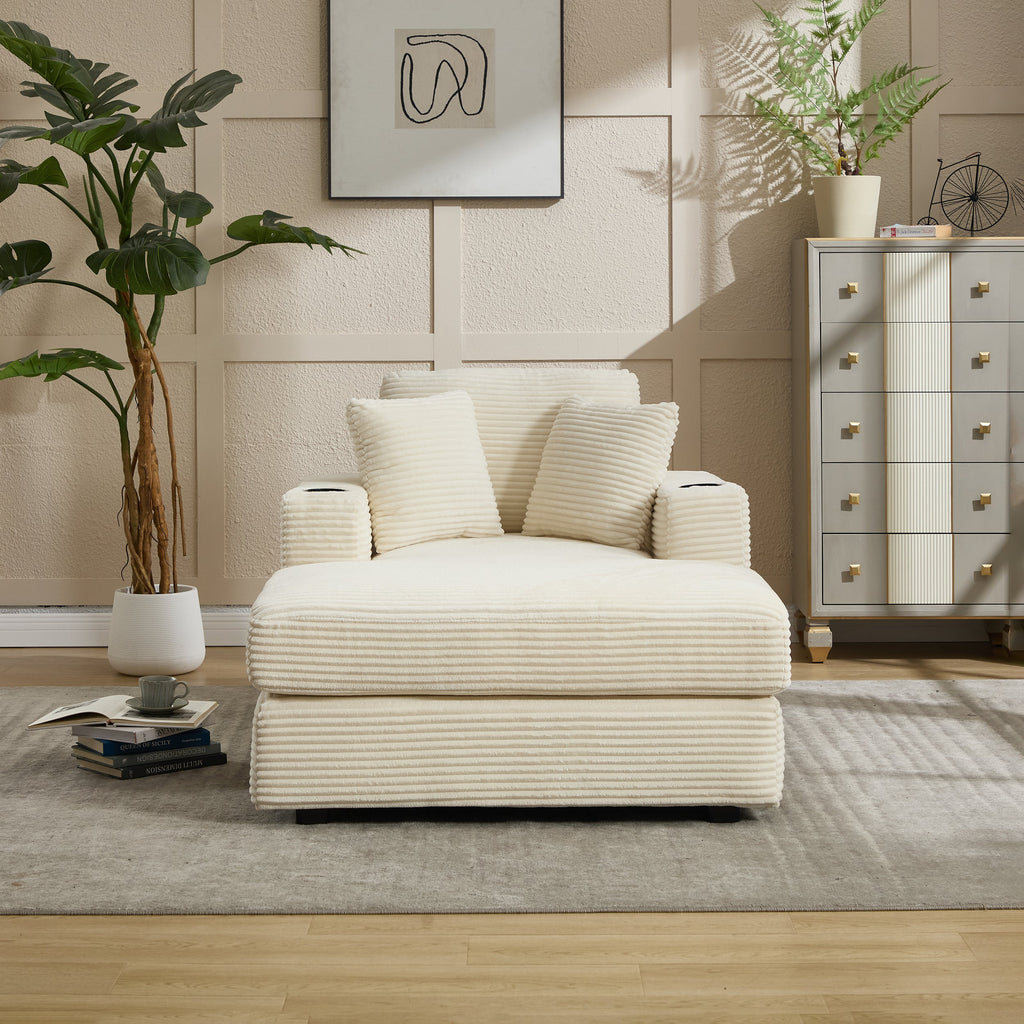 Corduroy Upholstered Chaise Lounge Sofa