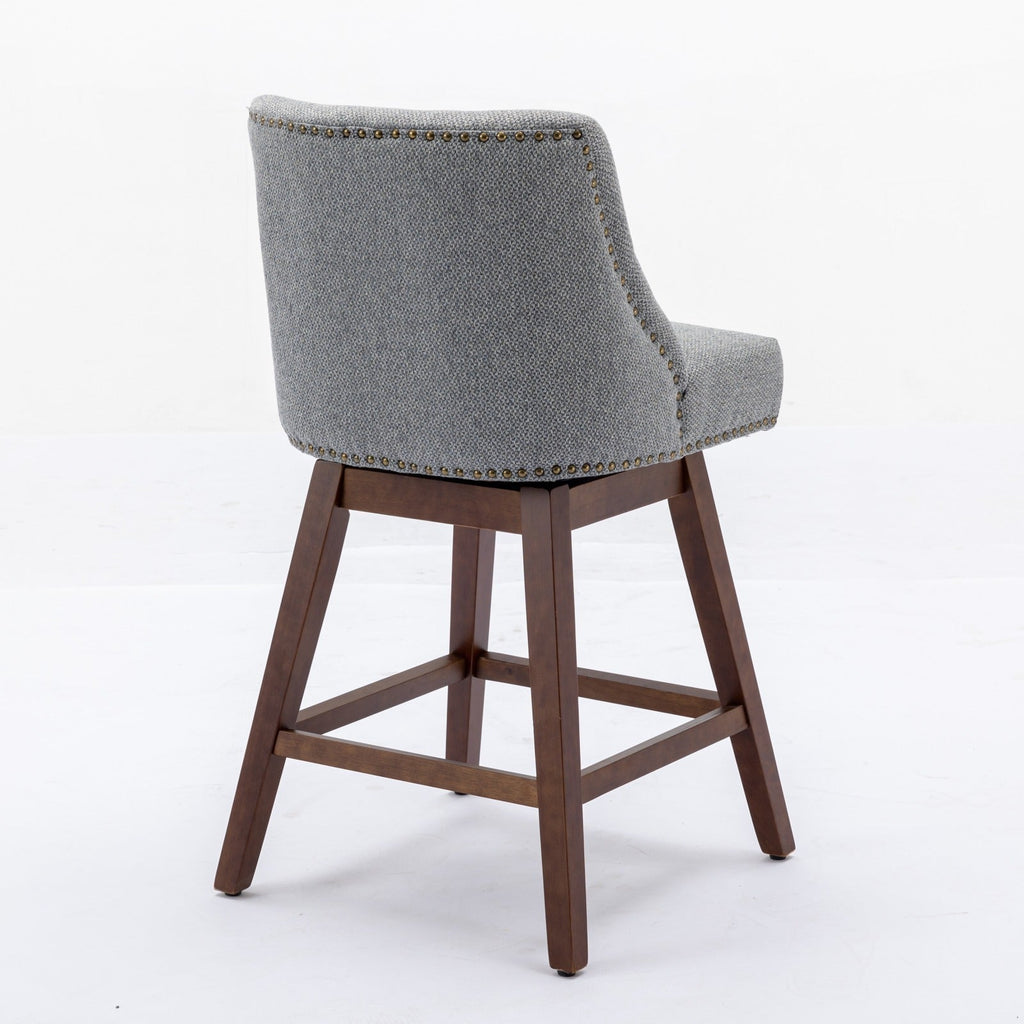 Upholstered Swivel Counter Height Bar Stools with Nailhead Trim (Set of 2)