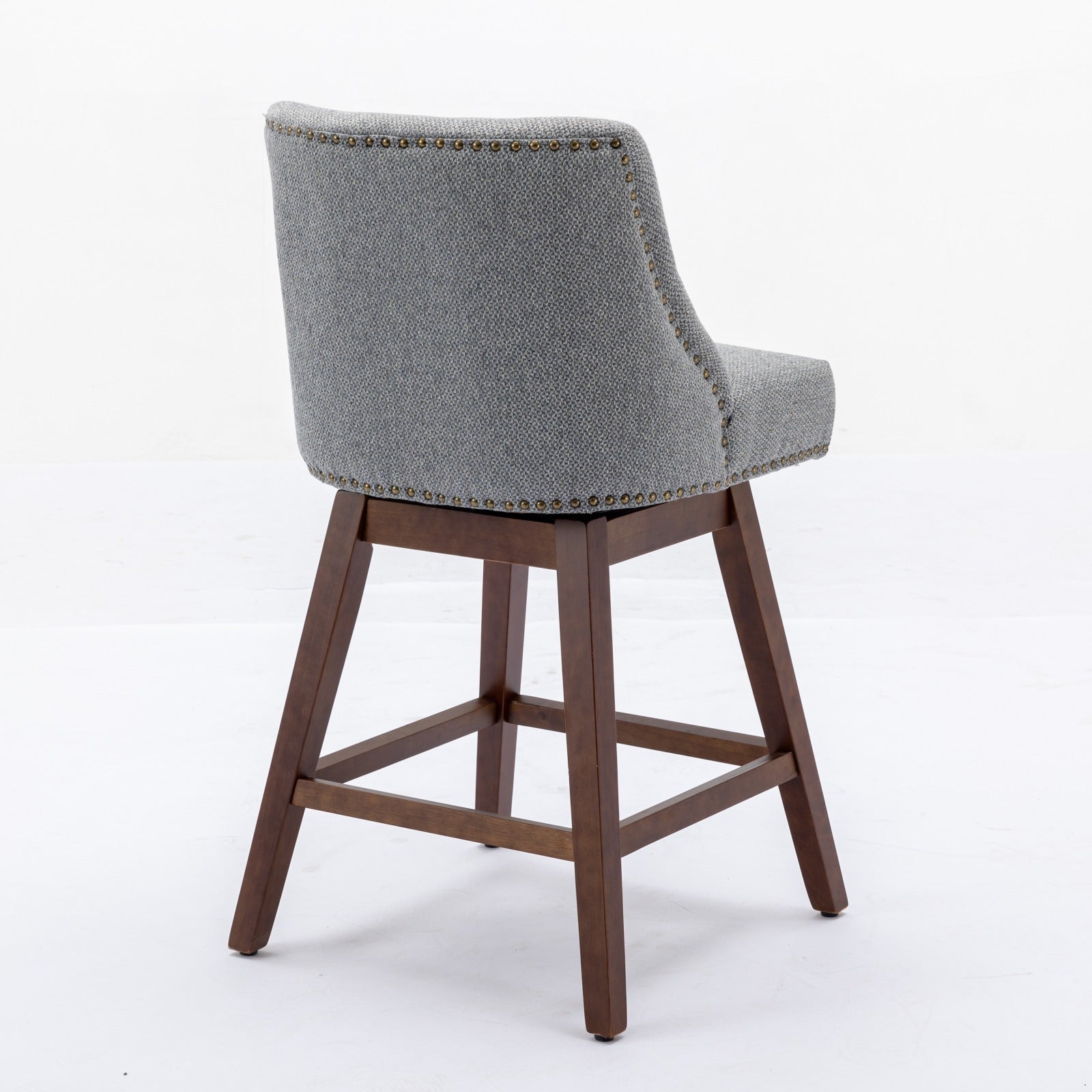 Upholstered Swivel Counter Height Bar Stools with Nailhead Trim (Set of 2)