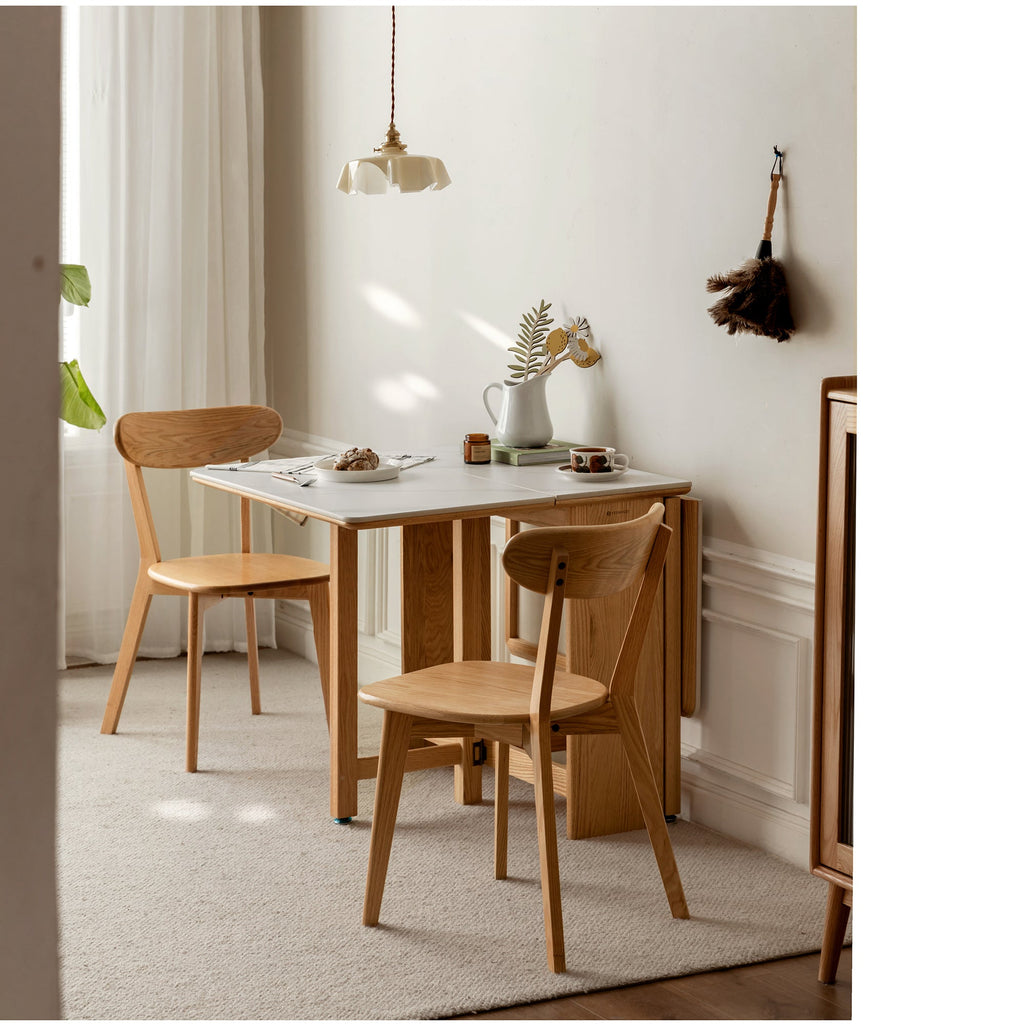 Natural Solid Oak Rock Slab Extending Dining Table
