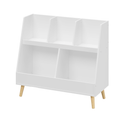 Modern Kids Bookshelf and Toy Organizer with White MDF and Pine Legs