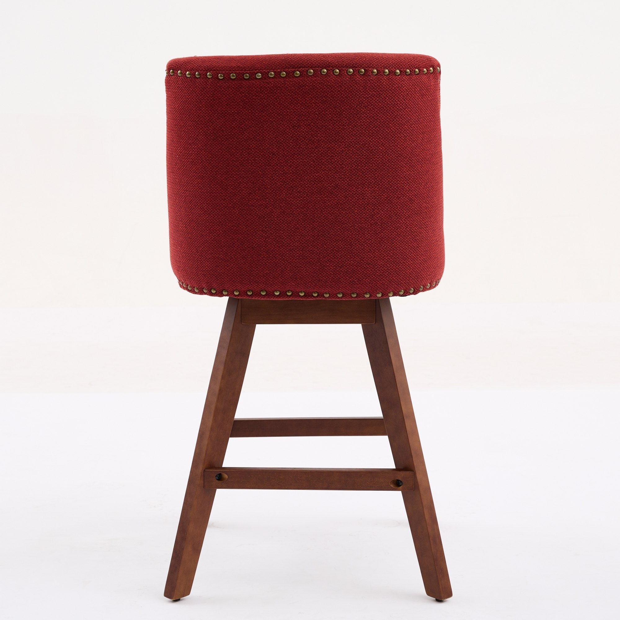 Upholstered Swivel Counter Height Bar Stools with Nailhead Trim (Set of 2)