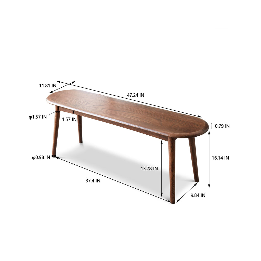 Natural Oak Wood Dining Bench Table Bench with Half-Round Design