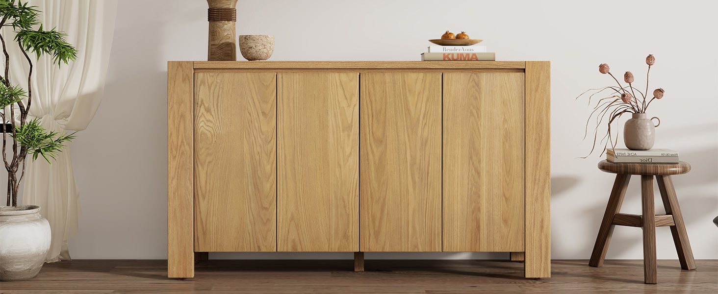 4-Door Retro Wood Buffet Cabinet with Storage