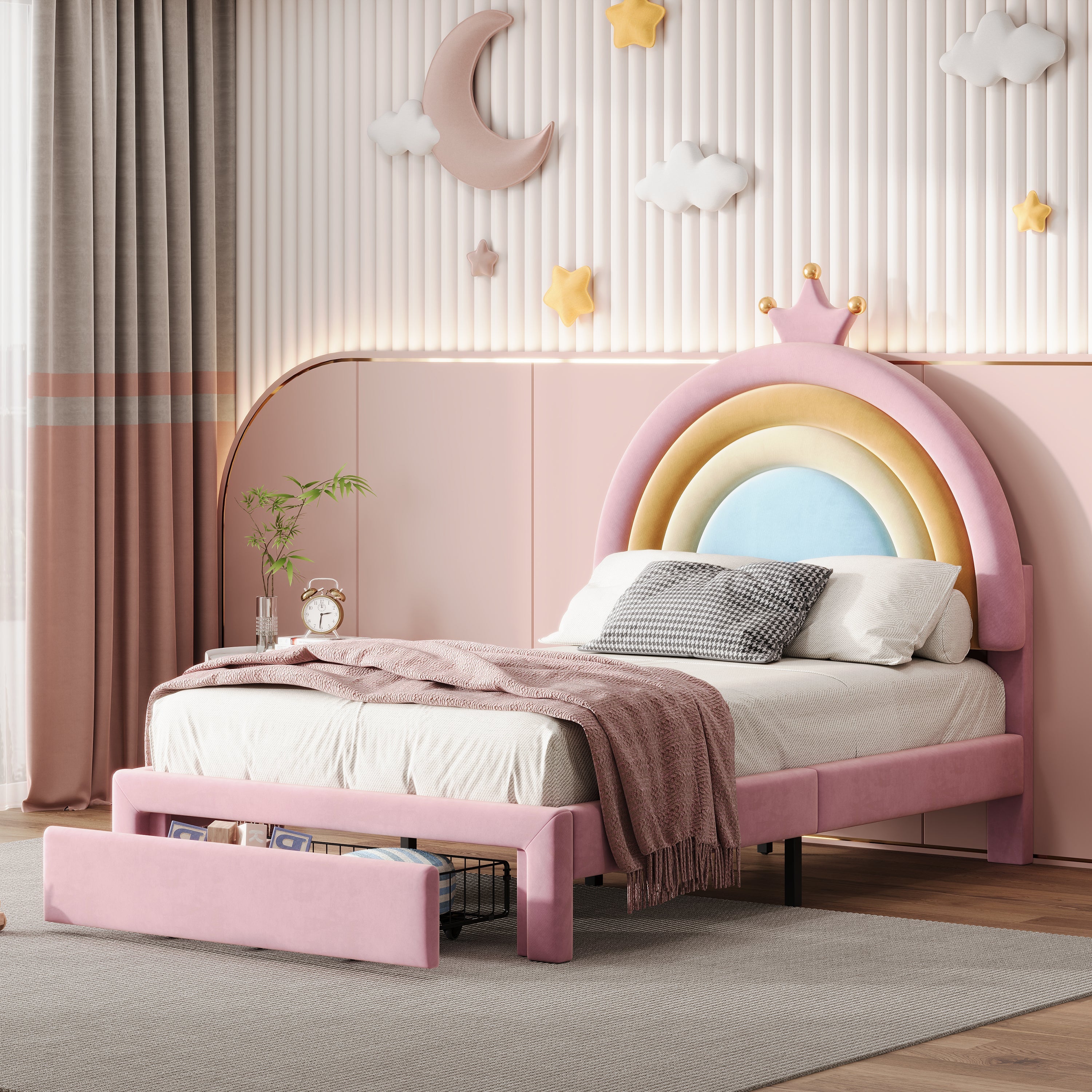Twin/Full Size Rainbow Princess Platform Bed