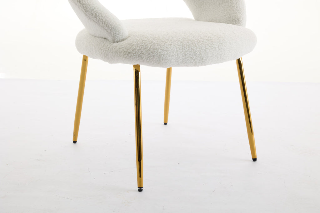 Velvet/Teddy Fabric Dining Chairs with Curved Backrest