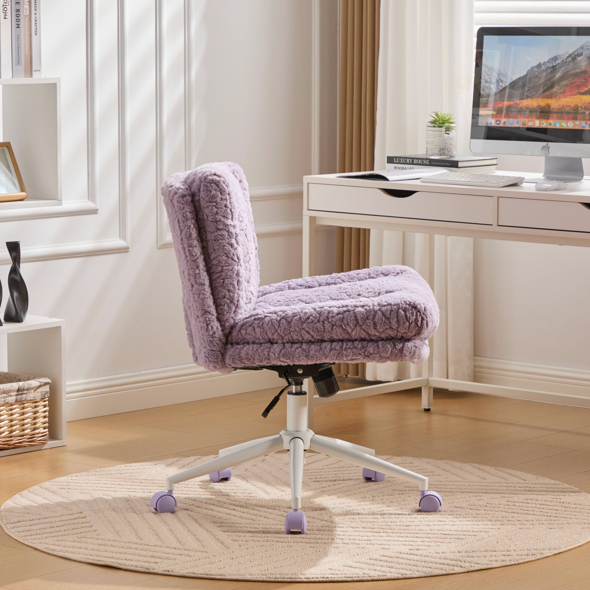 W26.4 inch Wider Artificial Rabbit Hair Home Office Chair