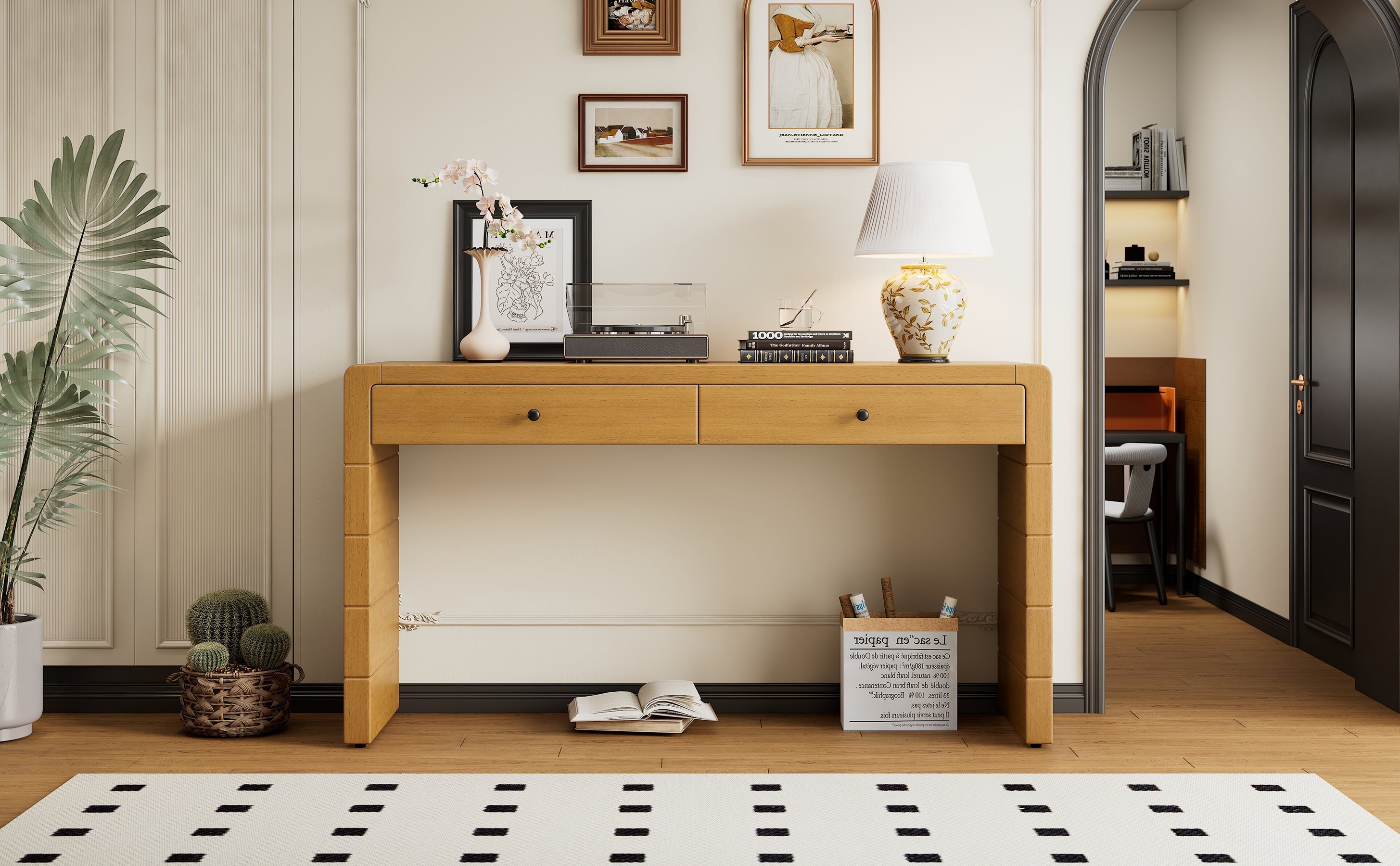 Wooden Entryway Table with 2 Drawers