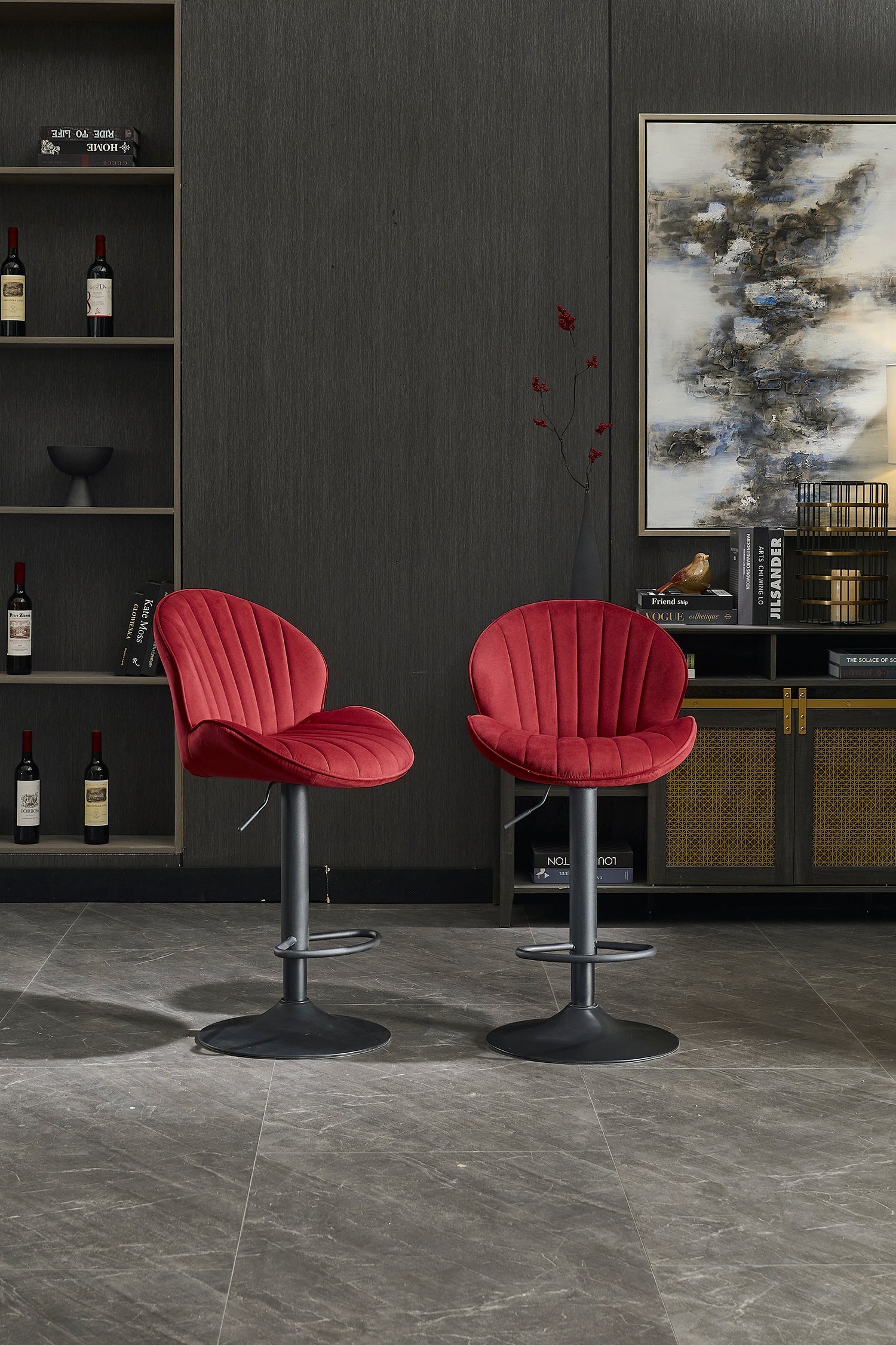 Modern Adjustable Height Bar Stools (Set of 2)