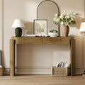 Natural Wood Console Table with Fluted Design