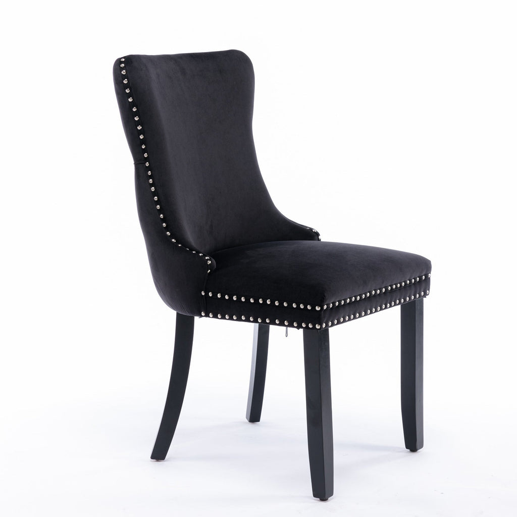 Modern Velvet Upholstered Wing-Back Dining Chairs (Set of 2)