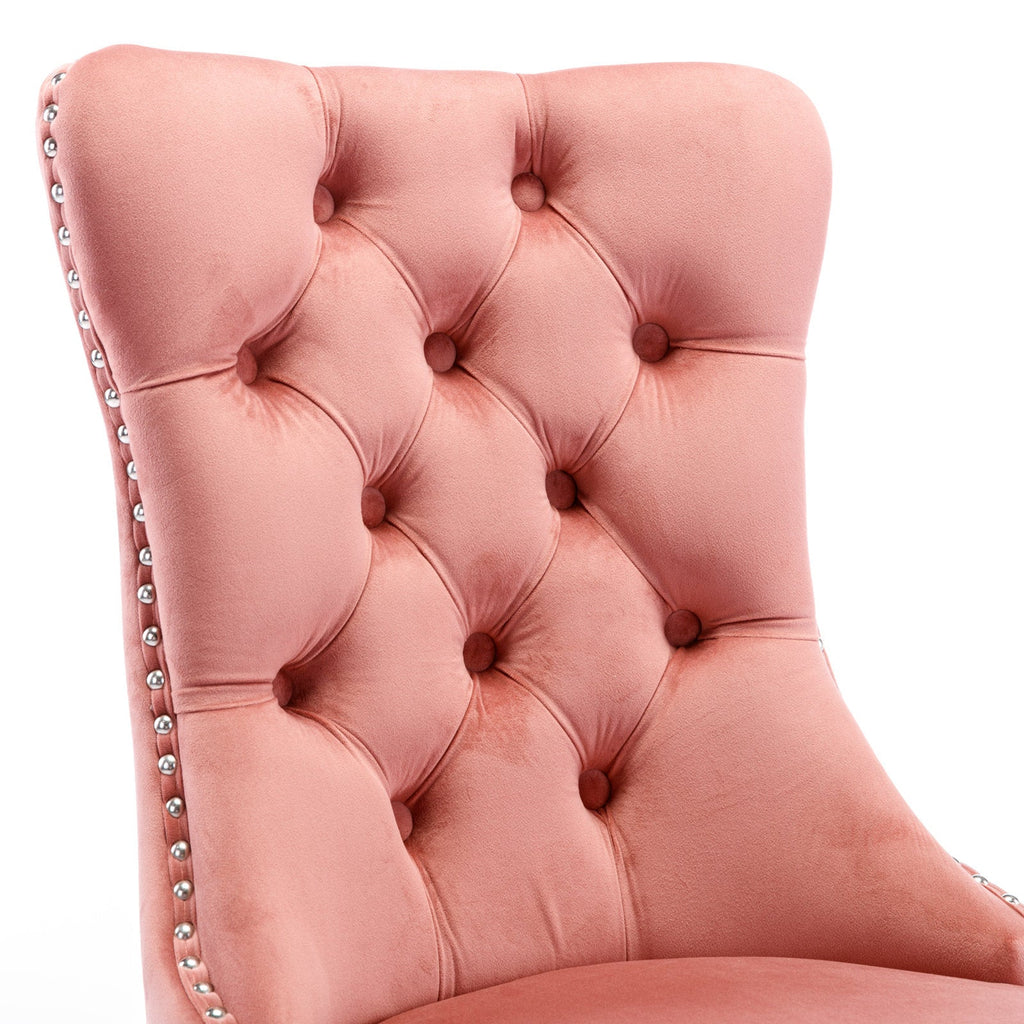 Modern High-end Tufted Solid Wood Velvet Dining Chair(Set of 2)