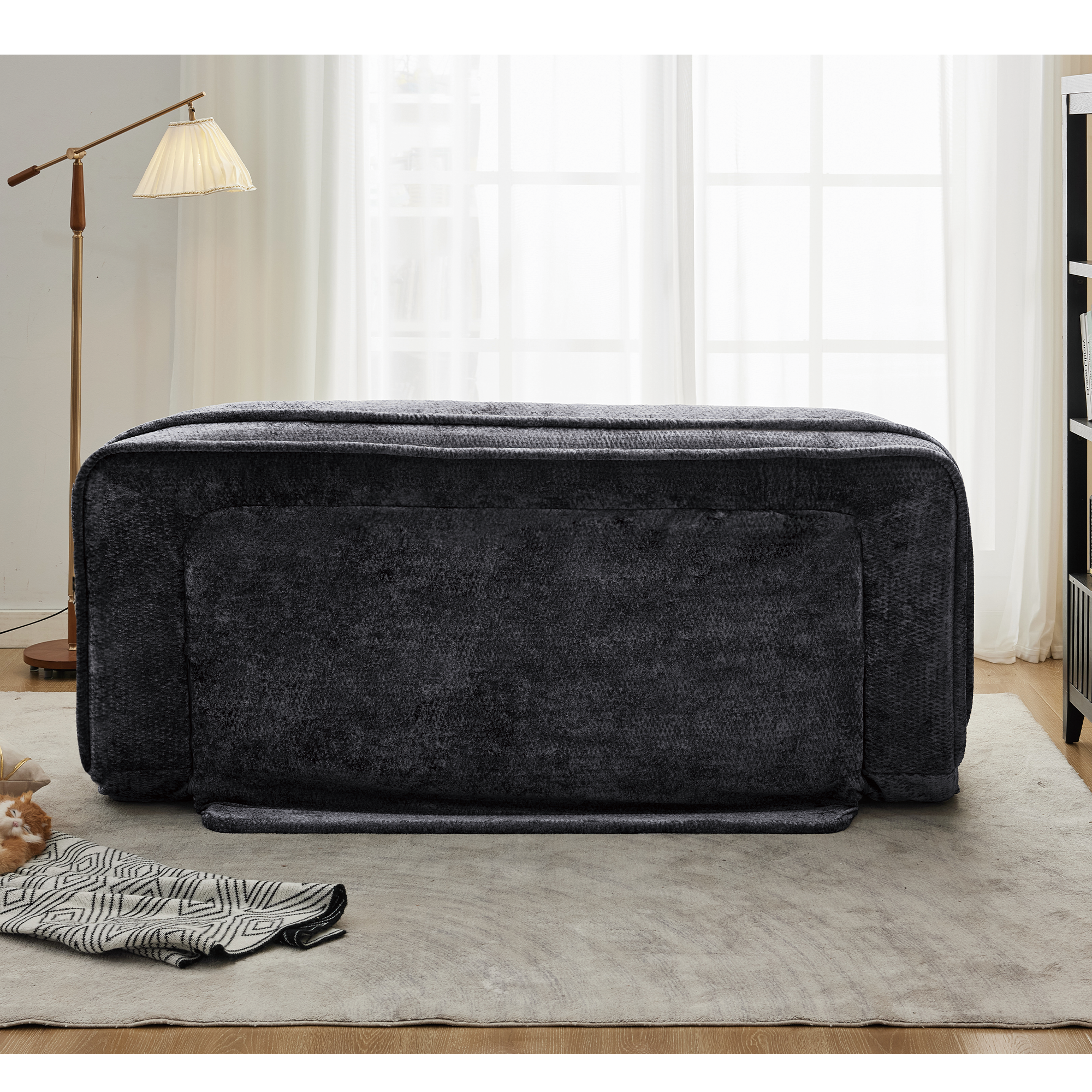 2-in-1 Extra Large Chenille Floor Couch Loveseat for Humans & Dogs