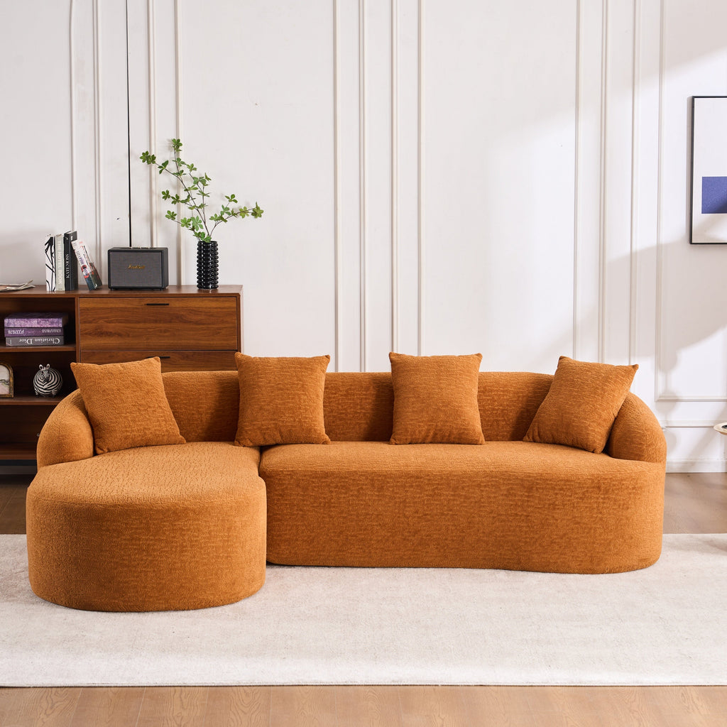 Boneless L-Shape Sectional Sofa with Curved Chaise