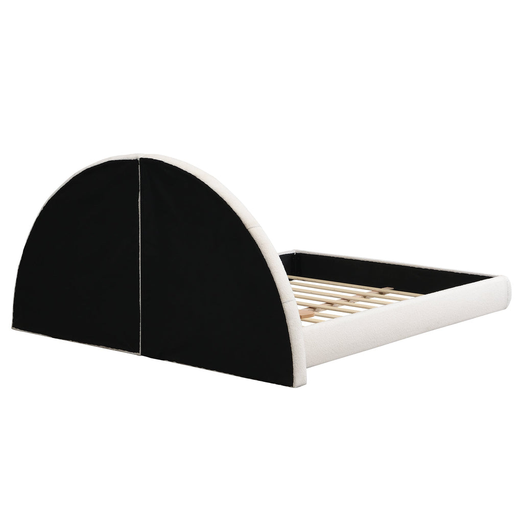 Unique Arched Boucle Bed with Small Table