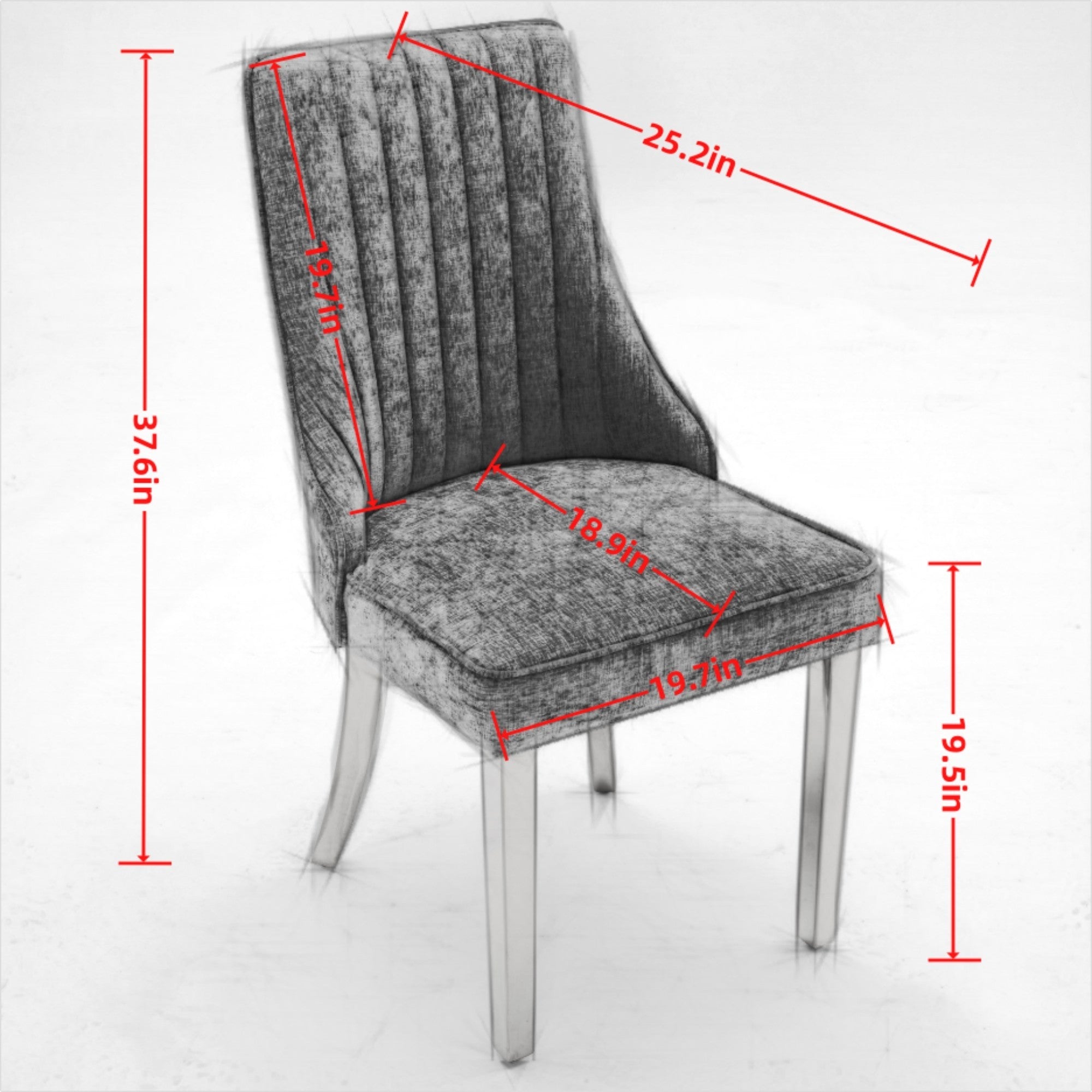 Rayon Cloth Flocking Chenille Dining Chairs (Set of 2 )