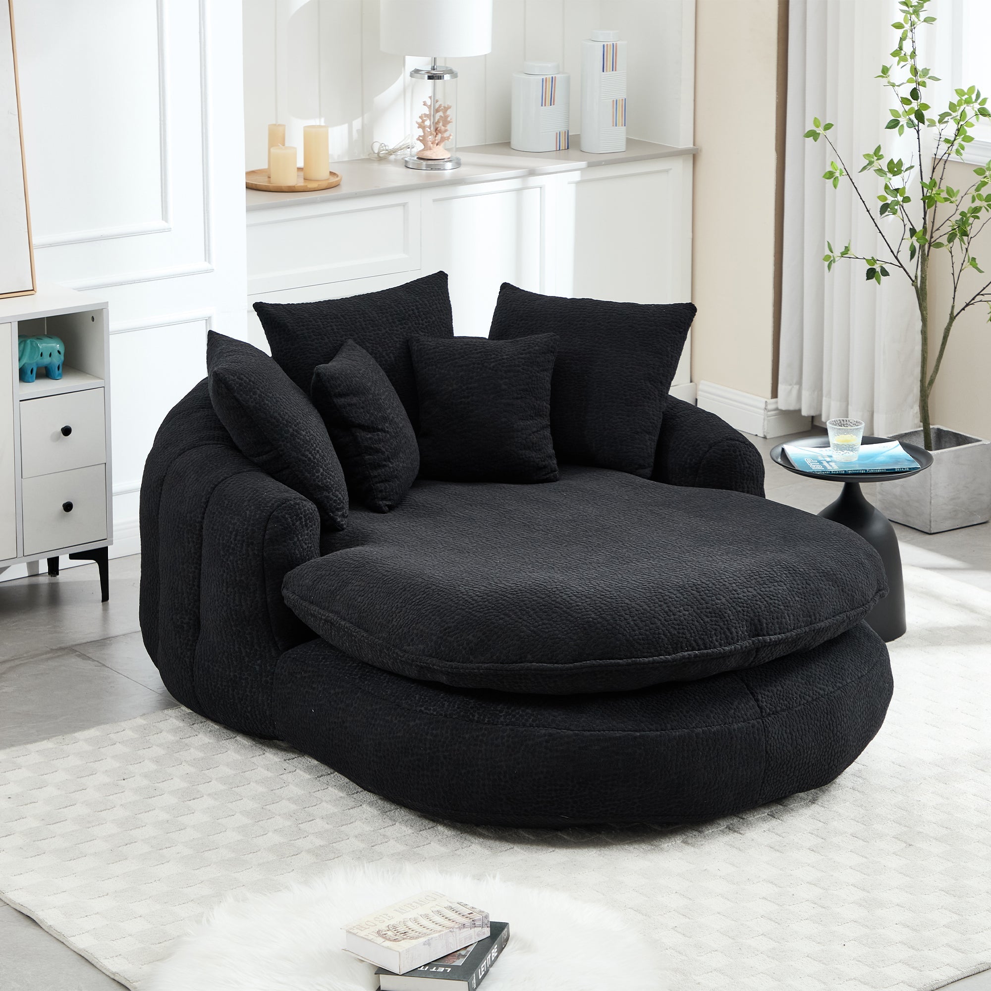 Oversized Oval Upholstered Bean Bag Sofa
