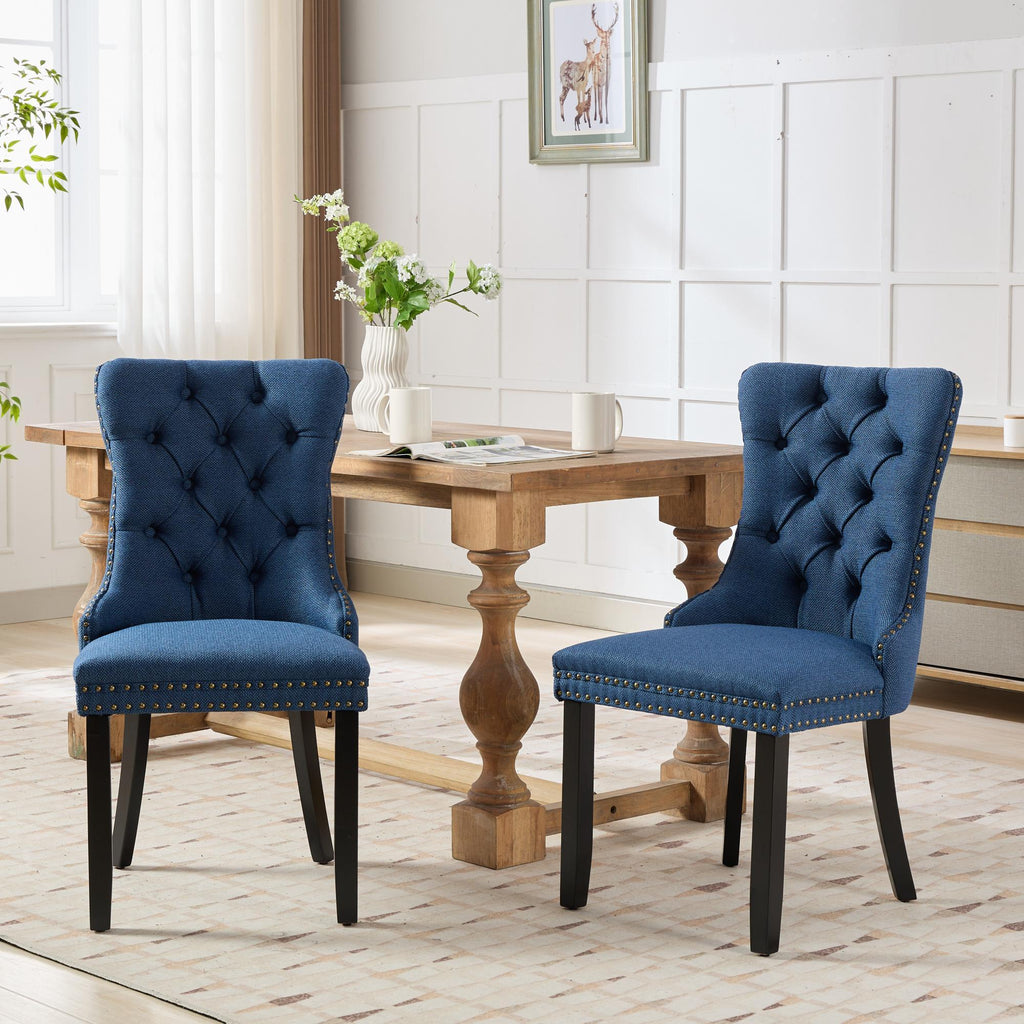 Linen Contemporary Tufted Flax Upholstered Dining Chairs (Set of 2)