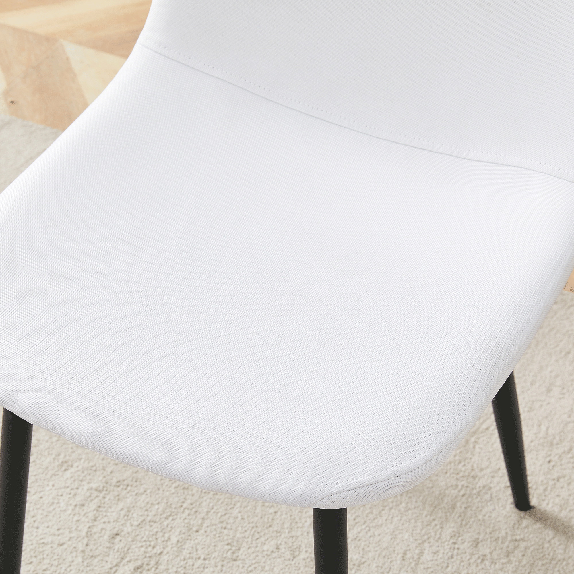 Luxury Simple Chair Black Linen Dining Chair  (Set of 4)