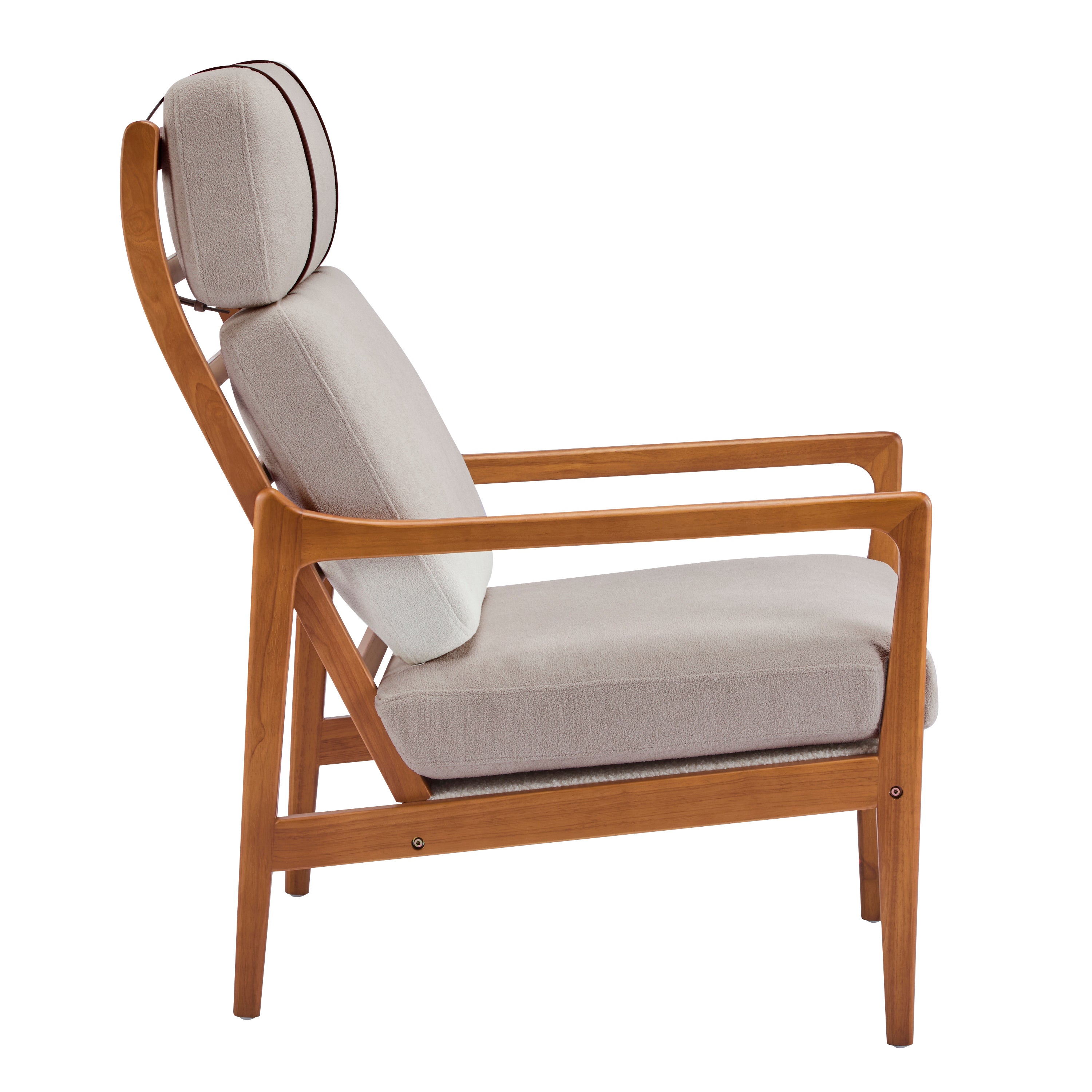 Modern Solid Wood Frame Ergonomic Accent Armchair with High Back