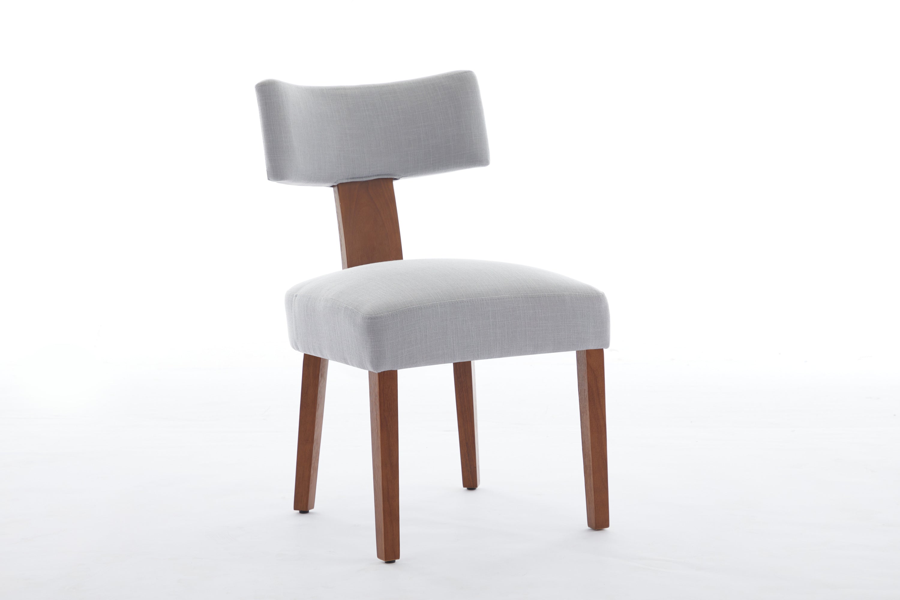 2Pcs  Modern Armless Dining Chairs With Curved Wingback and Solid Wooden Legs