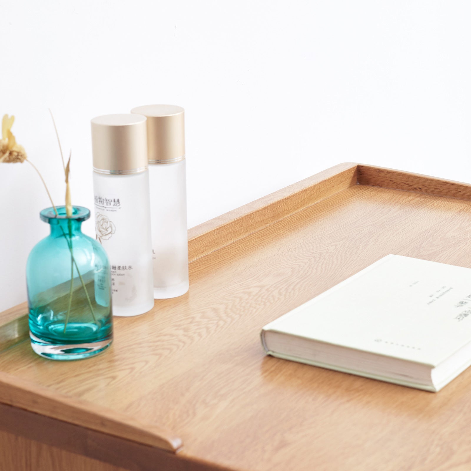 Solid Oak Desk Table with Storage Drawer