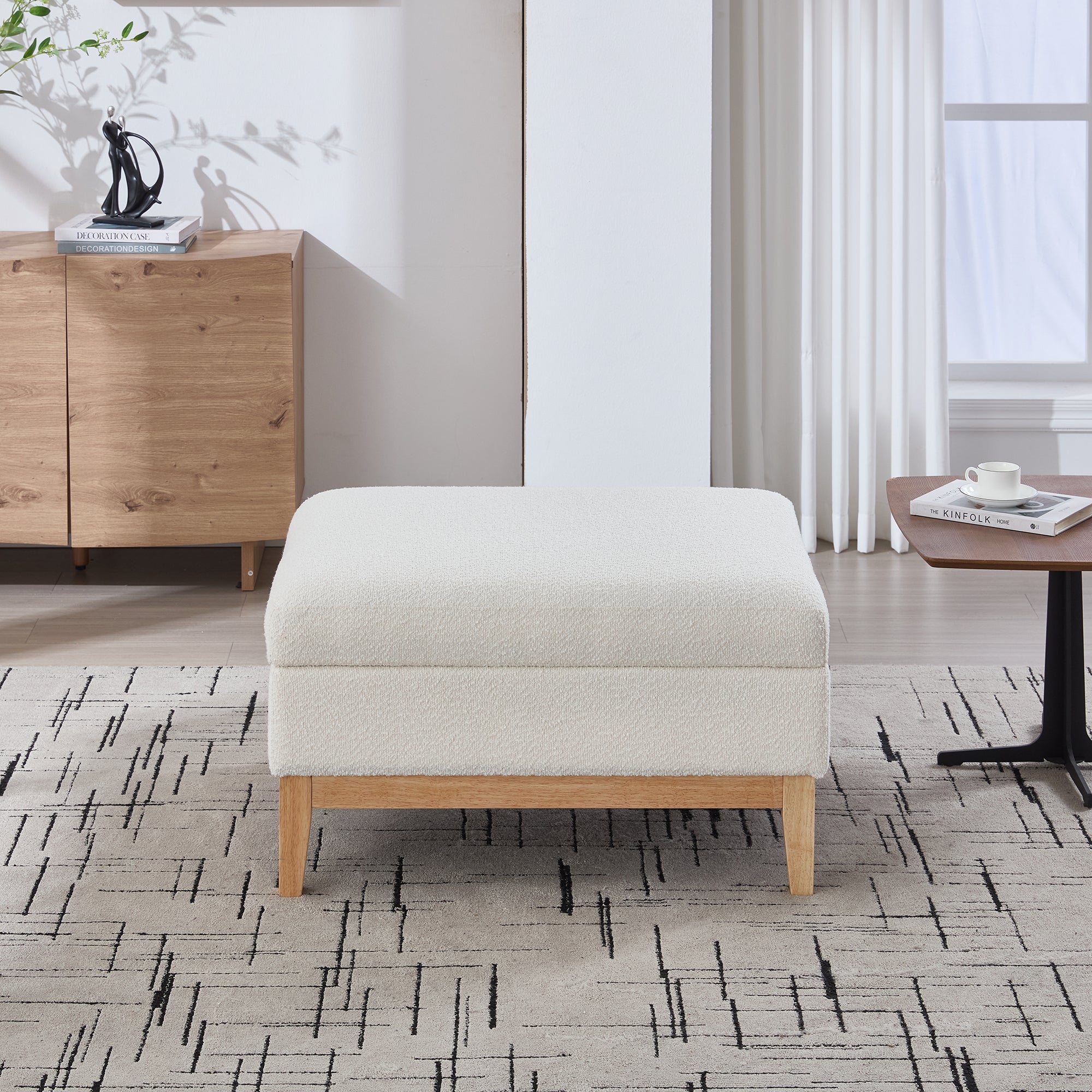 33.86'W Upholstered Wood Base Storage Ottoman