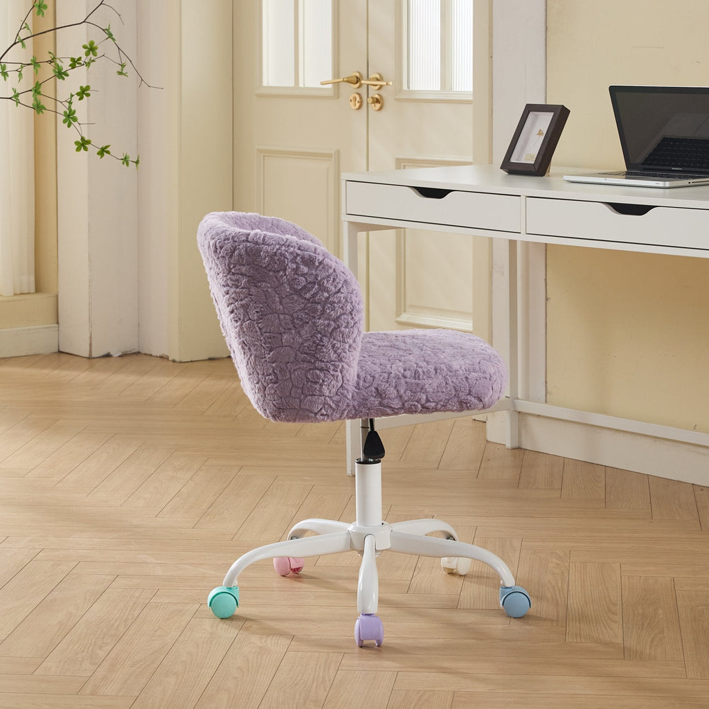 Artificial Rabbit Hair Adjustable Office Chair with Metal Base