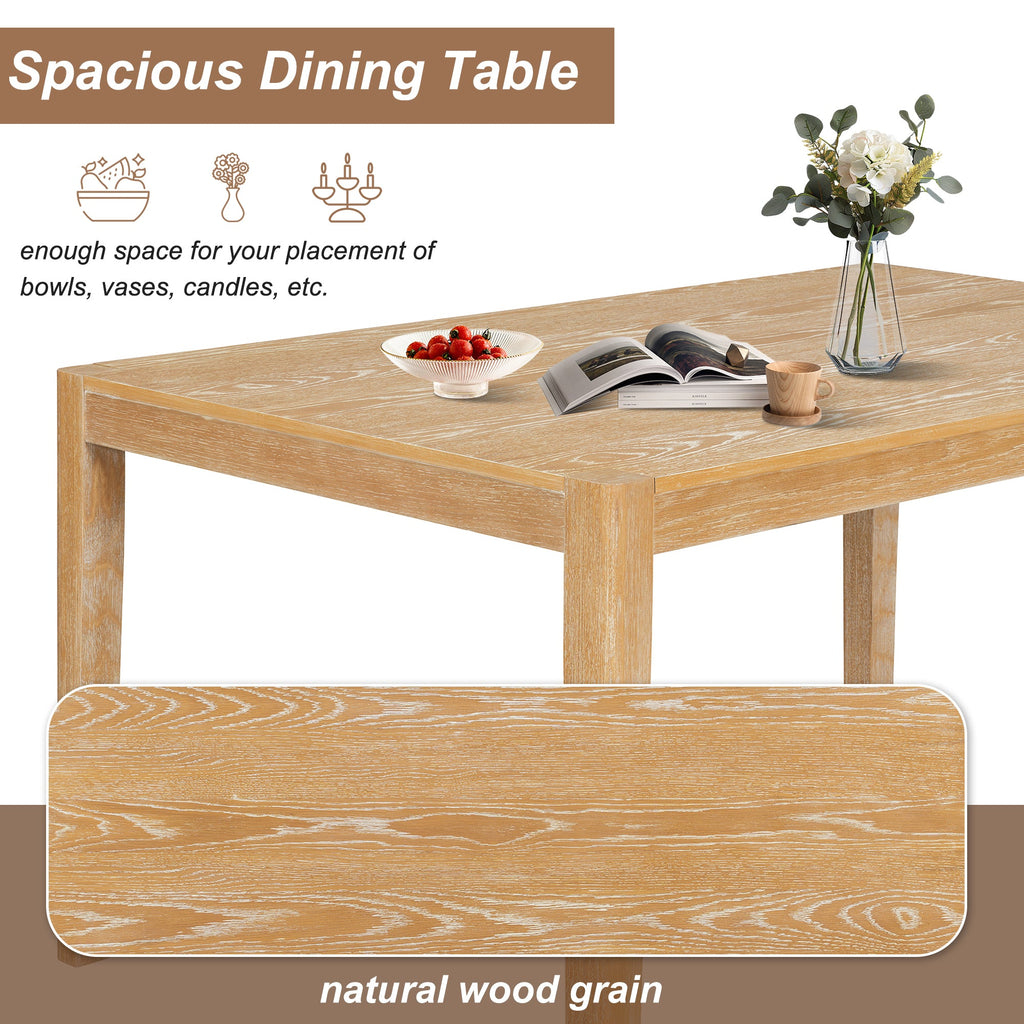 7-Piece Retro Rectangular Wood Dining Table Set