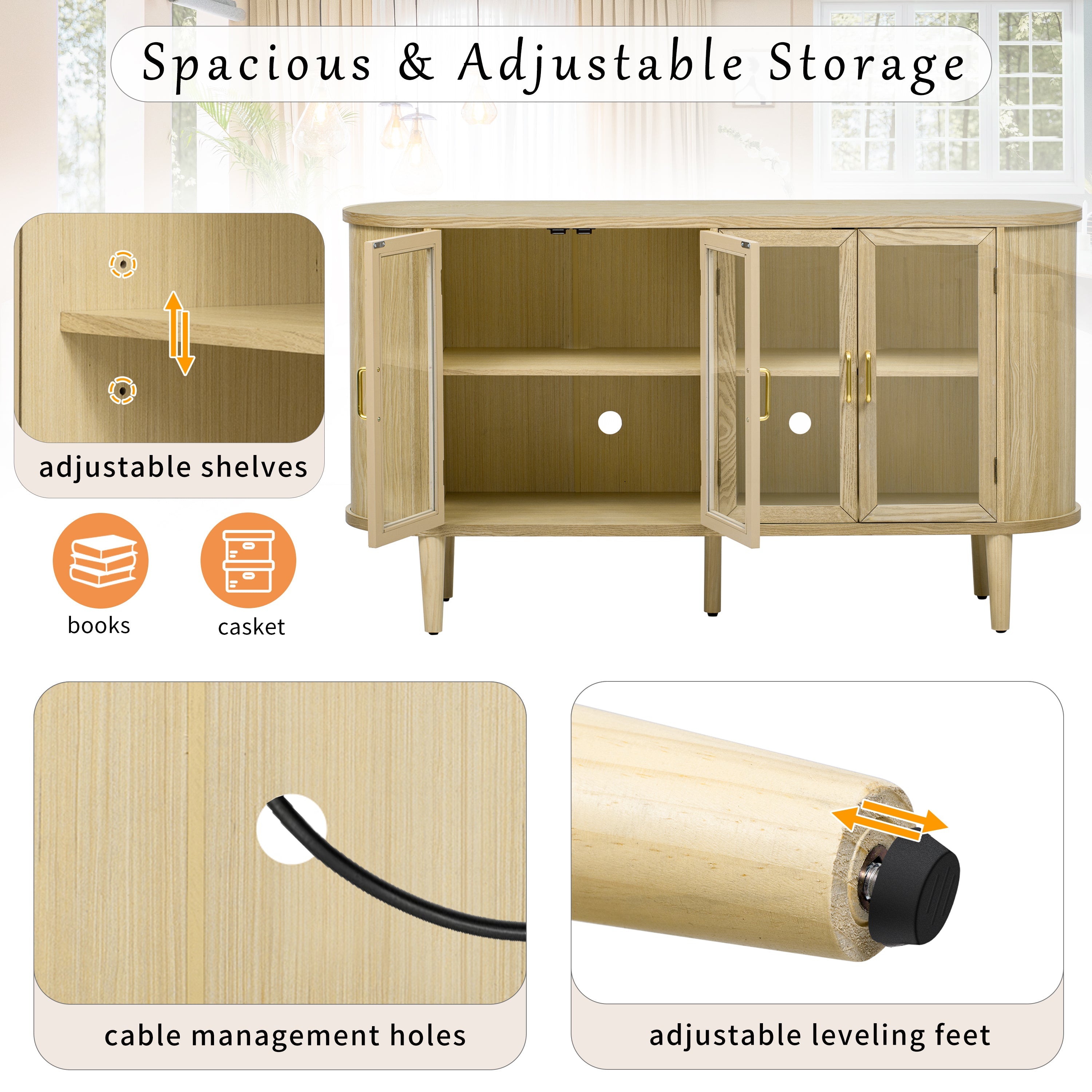 Farmhouse Sideboard Cabinet with Storage