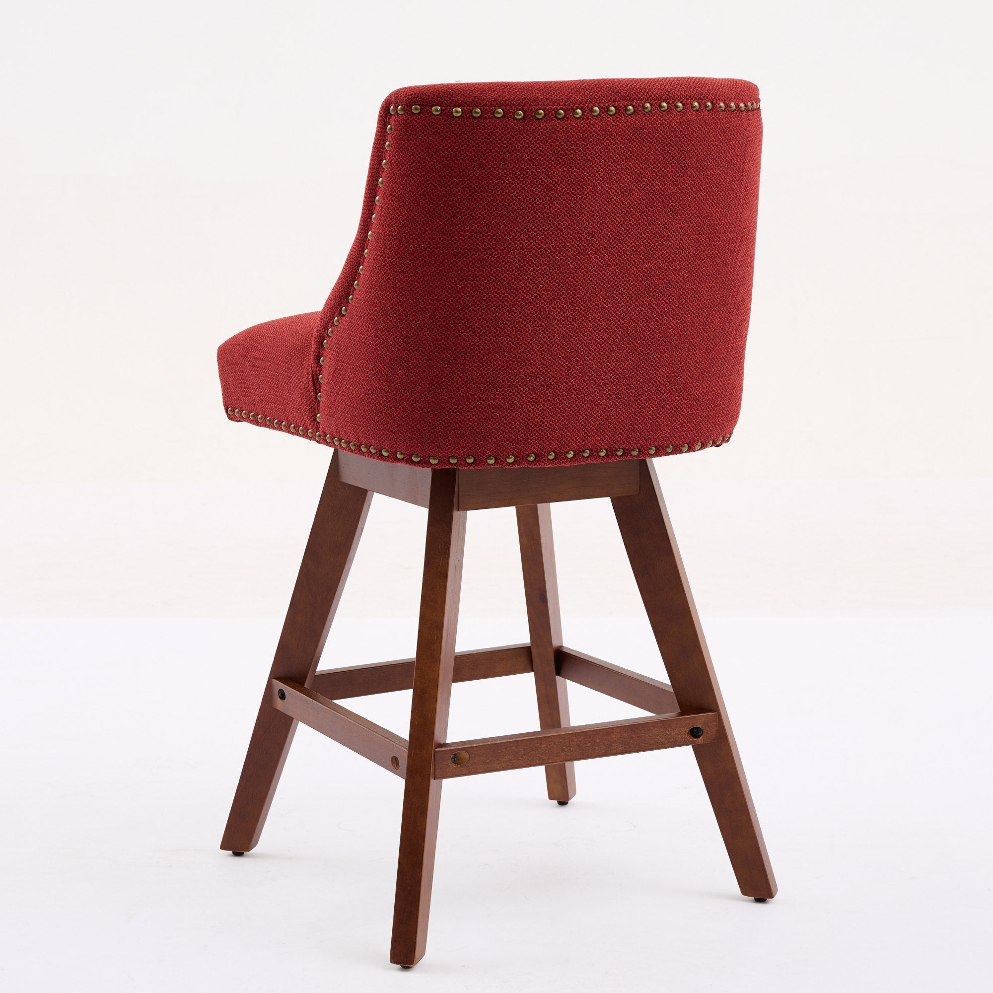 Upholstered Swivel Counter Height Bar Stools with Nailhead Trim (Set of 2)