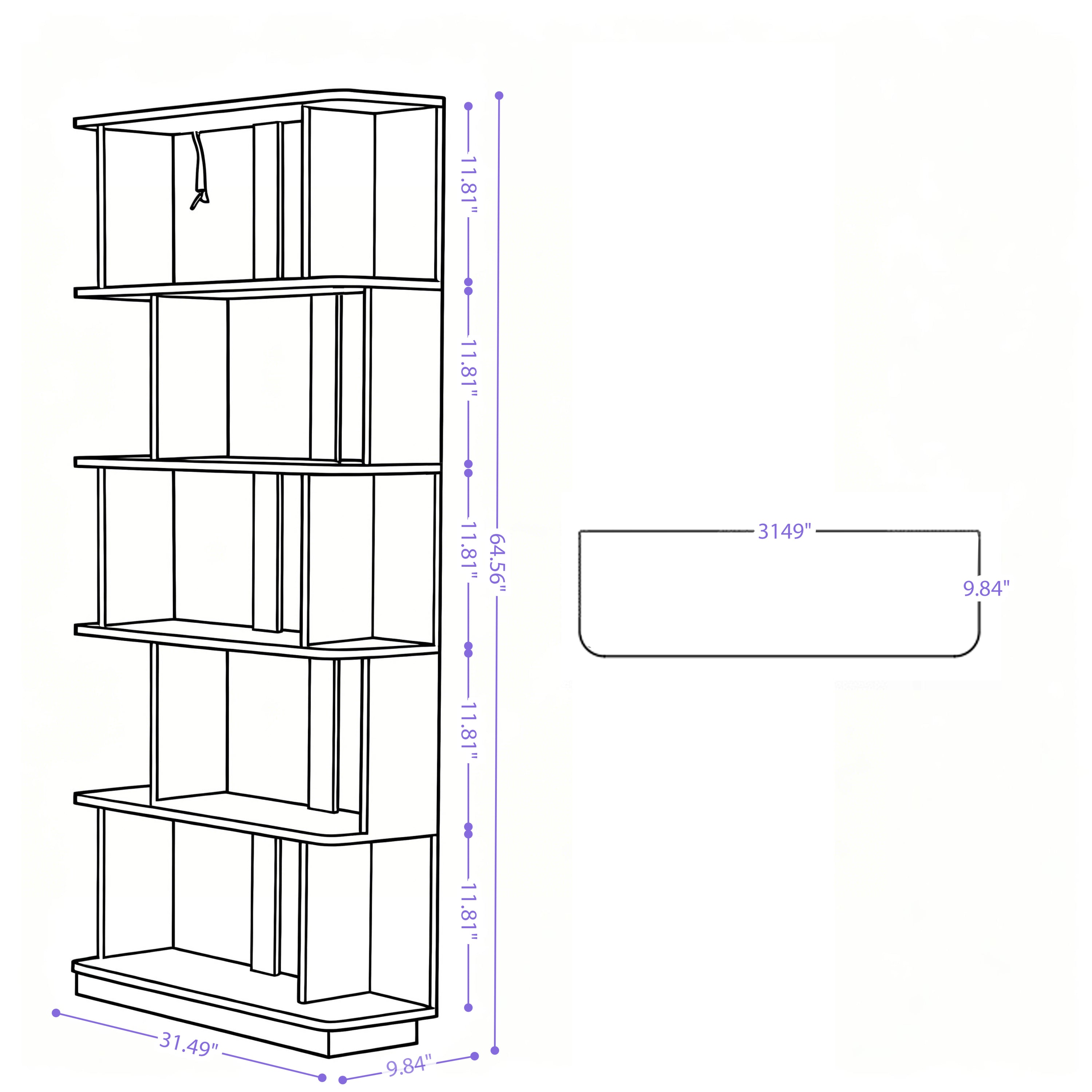 90cm Space-Saving Corner Bookshelf and 80cm Extendable Bookcase Set of 2